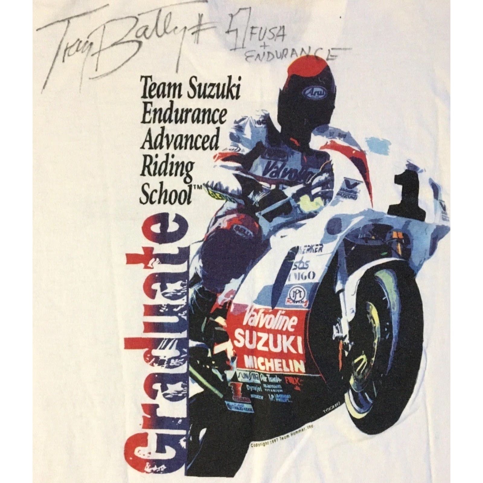 Vintage Vtg 90s Team Suzuki Advanced Riding School Shirt L Racing Motorcycle Car Grunge Shirt Mens White Vintage 90s Suzuki Endurance Size US L / EU 52-54 / 3 - 3 Thumbnail
