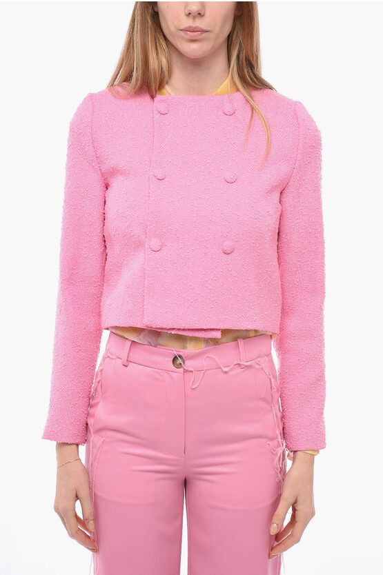 image of Ami Og1Mm0524 Wool Crop Blazer In Pink, Women's (Size Medium)
