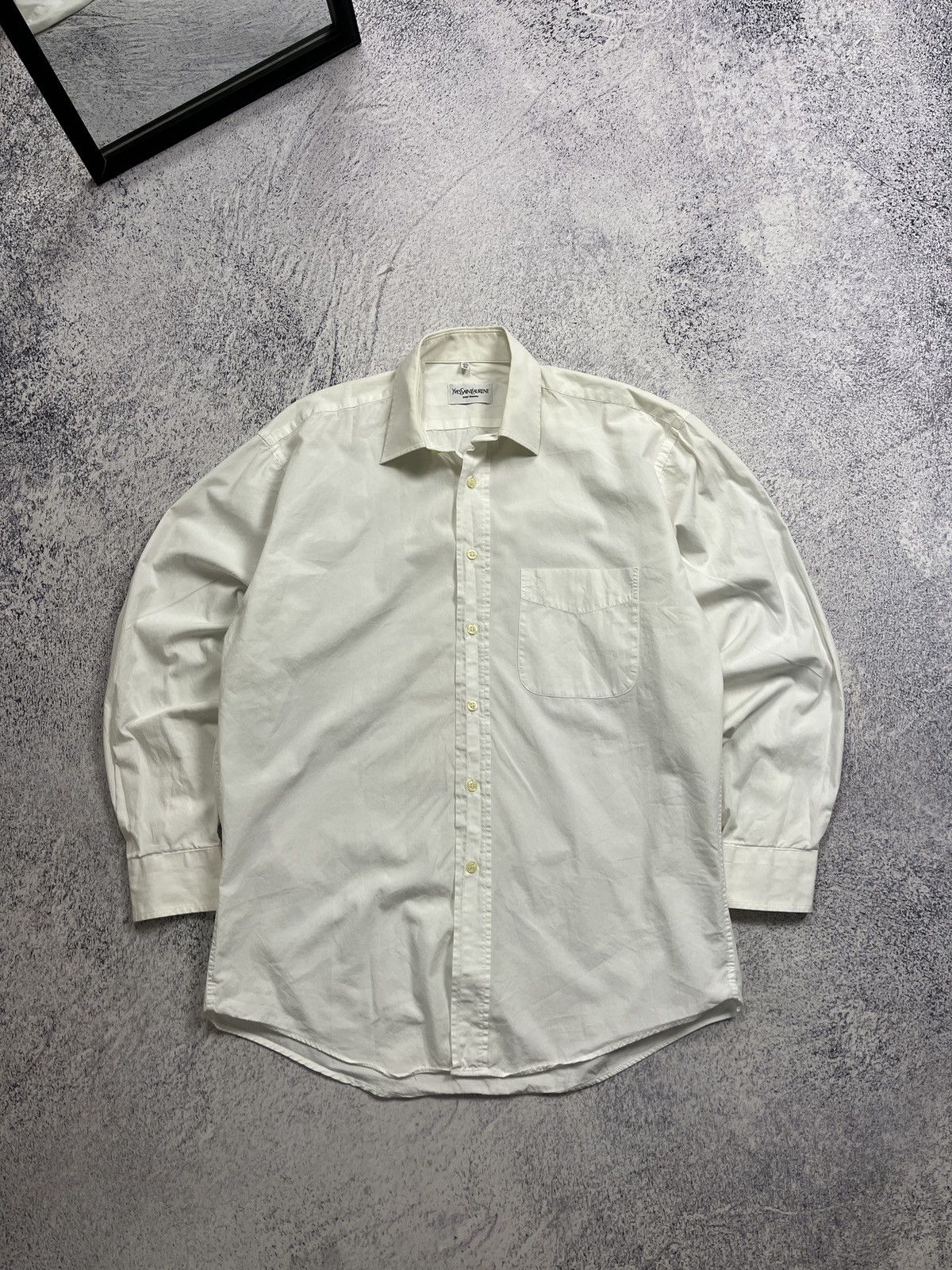 Vintage × Yves Saint Laurent Vintage 90s Yves Saint Laurent Pocket Logo Button Up Shirt Size US L / EU 52-54 / 3 - 1 Thumbnail