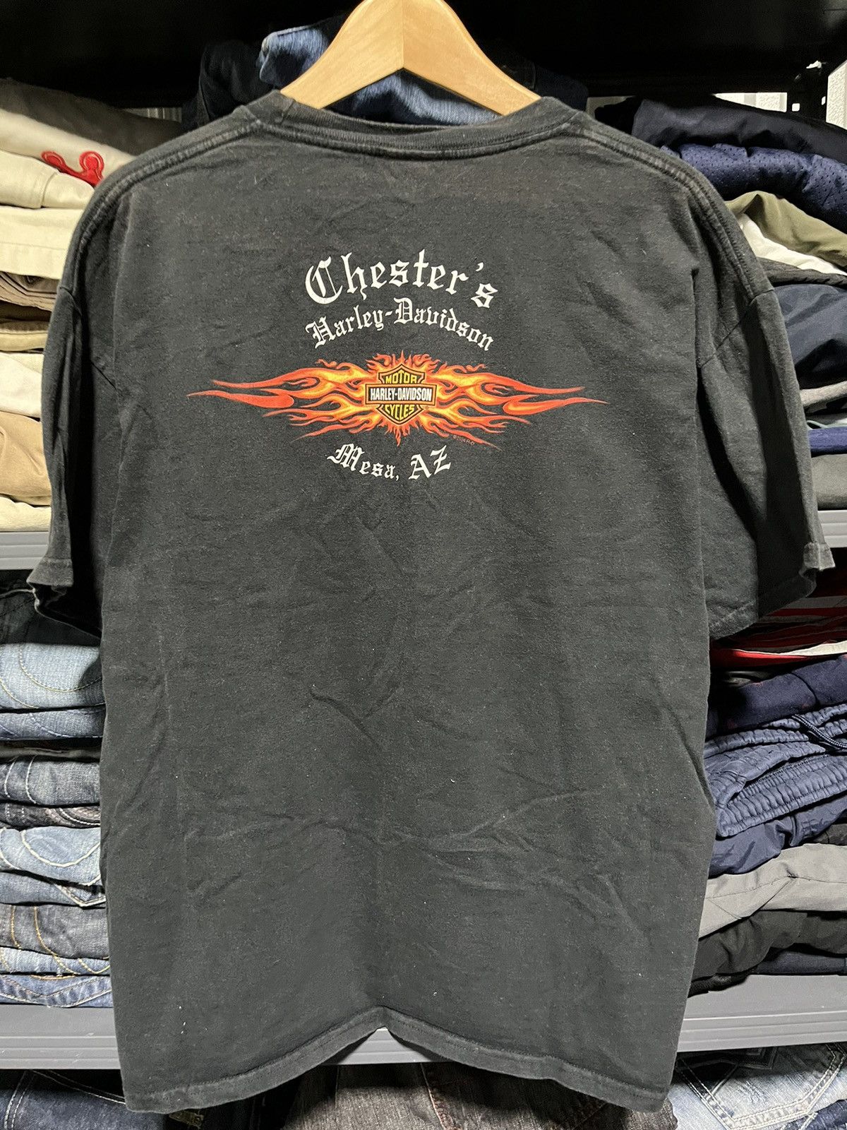 Harley Davidson × Vintage Crazy Vintage Y2K Harley Davidson Flames Engine Logo Tee Size US XL / EU 56 / 4 - 6 Thumbnail