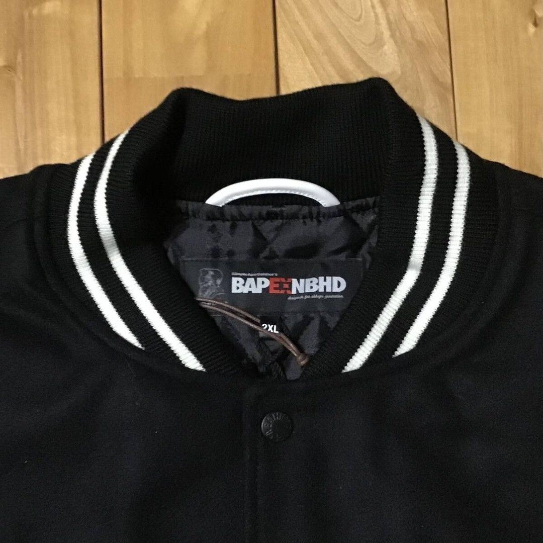 Bape × Neighborhood 🔥2XL🔥 NEIGHBORHOOD × BAPE leather sleeve varsity jacket APE Size US XXL / EU 58 / 5 - 6 Thumbnail