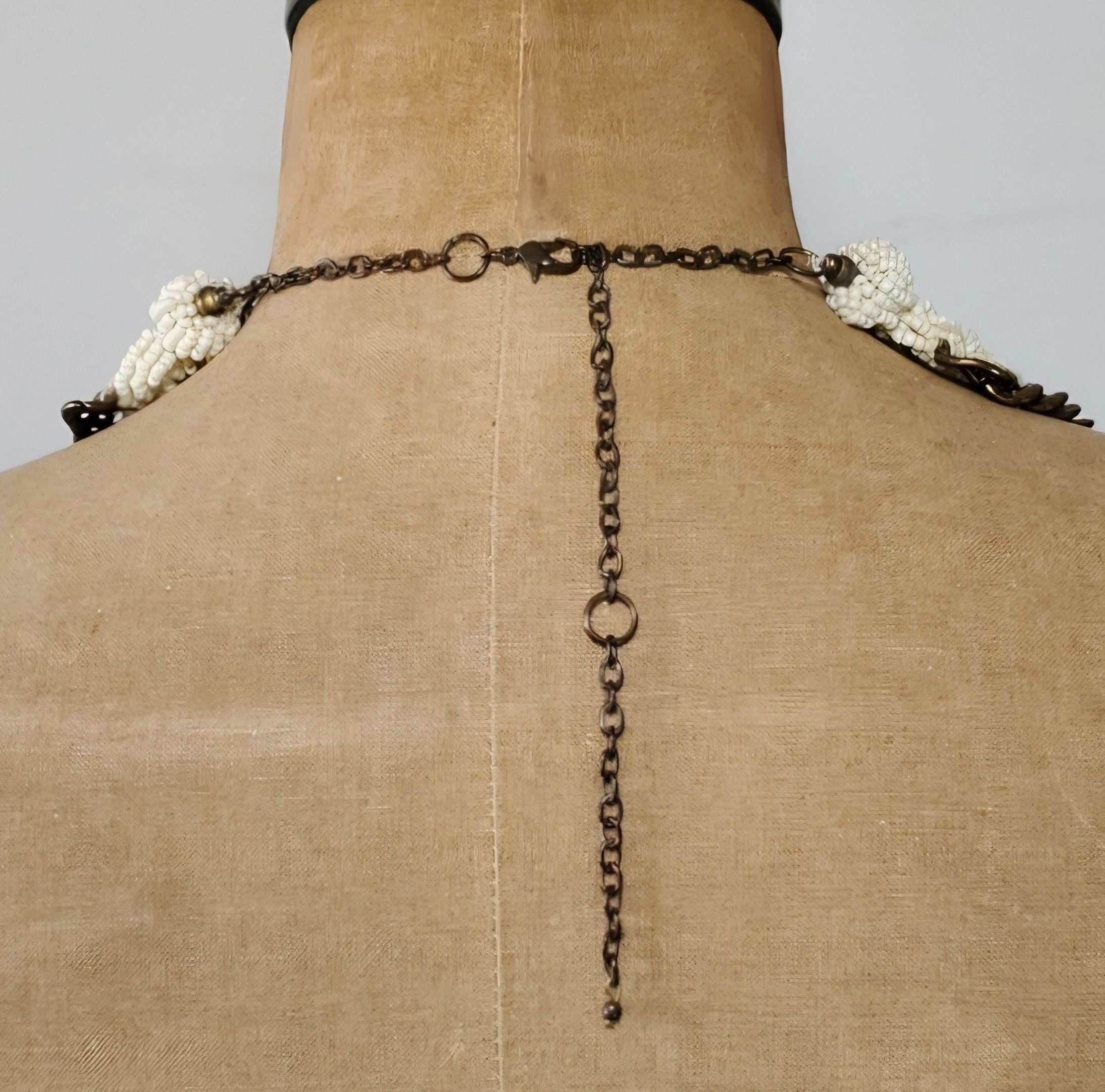 Handmade Necklace 18-24" Collar Woven Beaded Hand Crafted White Size ONE SIZE - 4 Thumbnail