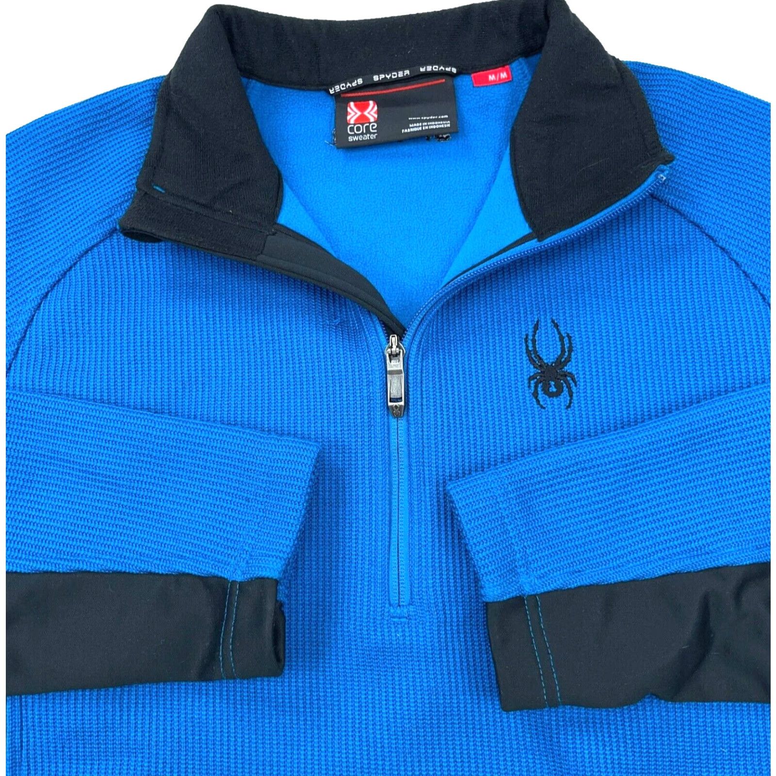 Spyder Spyder Jacket Men Medium Blue Black Pullover Thermal Waffle Knit Sweater B4* Size US M / EU 48-50 / 2 - 2 Thumbnail