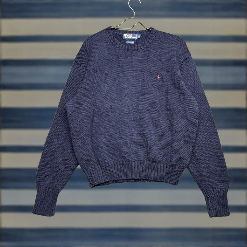 Polo Ralph Lauren Polo Ralph Lauren Sweater Mens Large Blue Lightweight Pima Cotton Red Pony Pullover Crew Neck Knit Solid Vintage: No Size US L / EU 52-54 / 3 - 1 Thumbnail