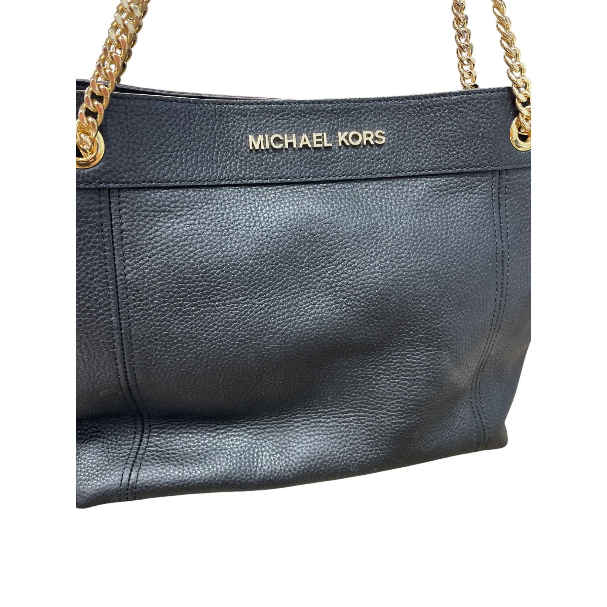 Michael Kors womans Balck Jet Set Large Chain Gold leather S