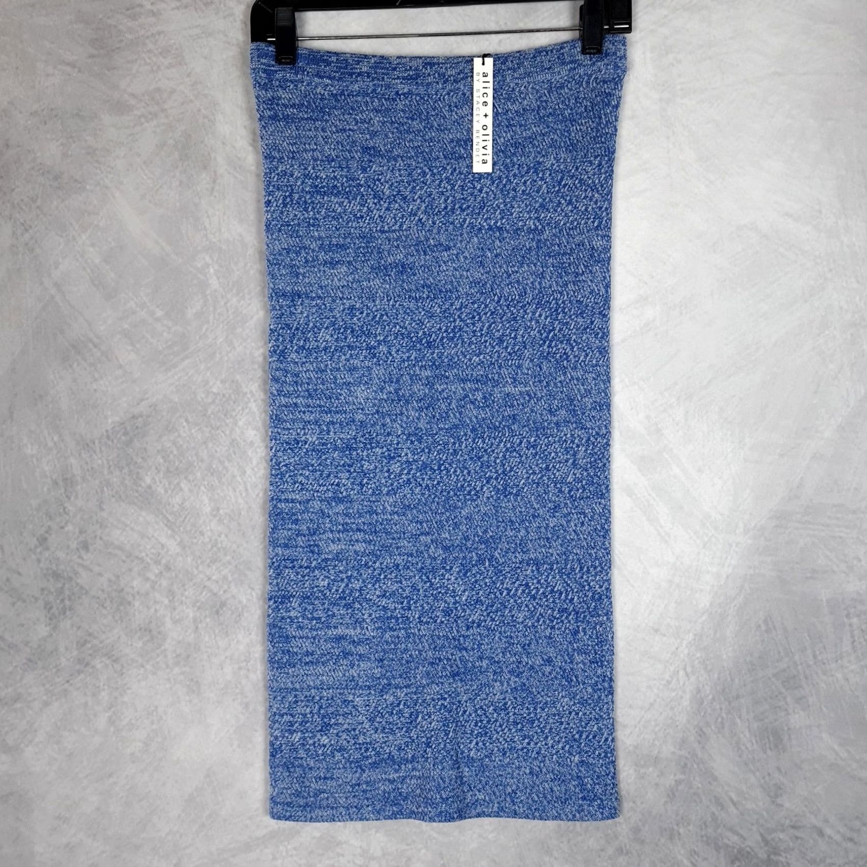 Alice + Olivia VINTAGE? No -> Alice + Olivia Skirt Womens Medium Blue Pencil Midi High Waist Wool Knit Bodycon Size 32" / US 10 / IT 46 - 4 Thumbnail