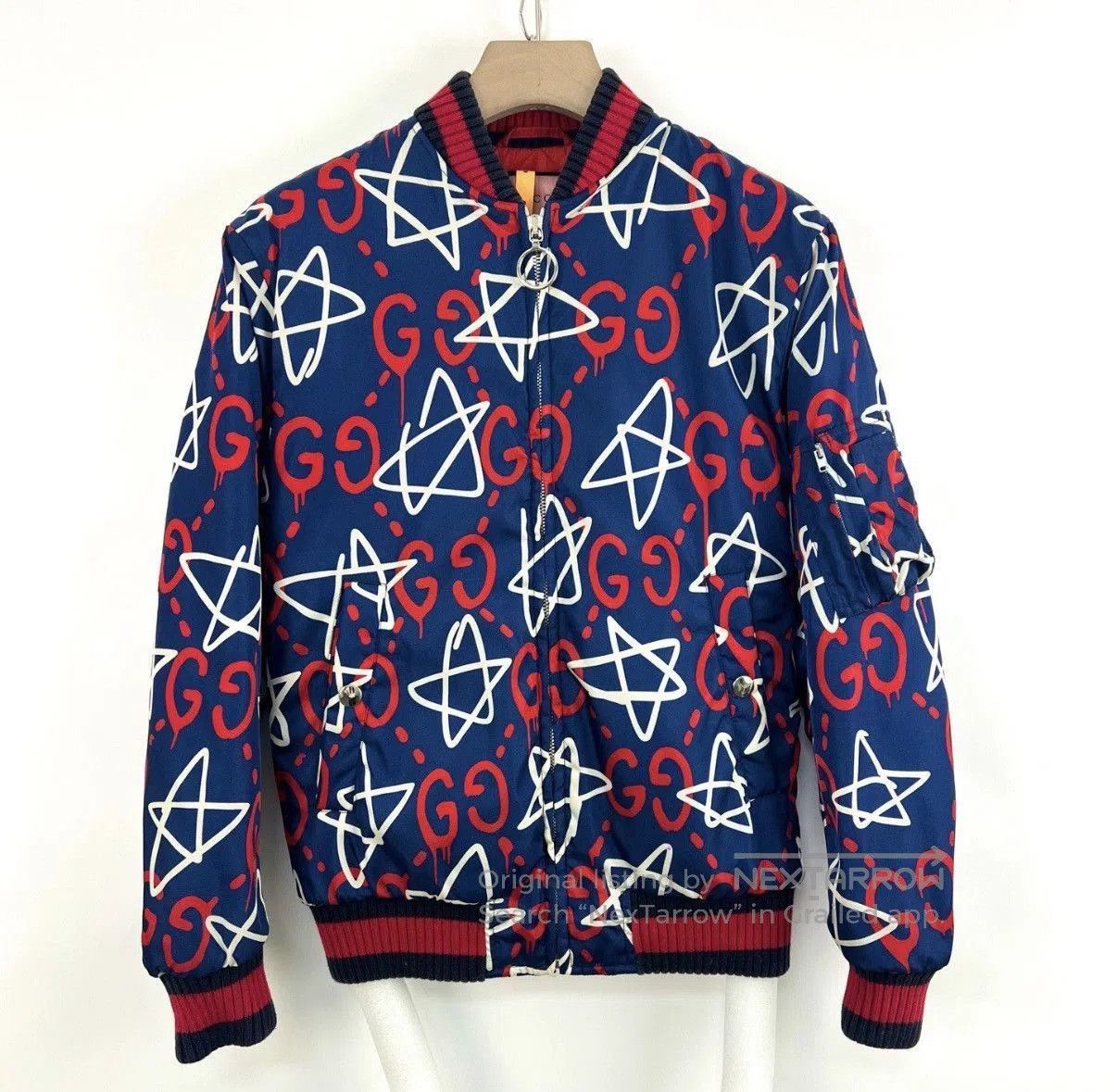 Gucci Blue Star and GG Print Bomber Jacket XXS. Size US XXS / EU 40 - 1 Thumbnail