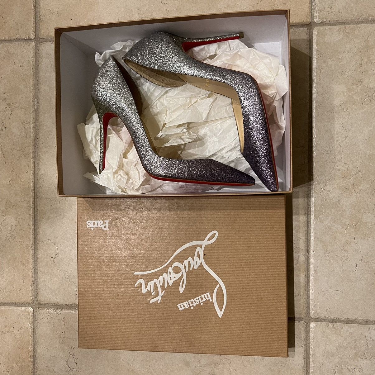 Christian Louboutin IRIZA 100 GLITTER MINI DEGRADE/SPECCHIO Size US 7.5 / IT 37.5 - 2 Thumbnail