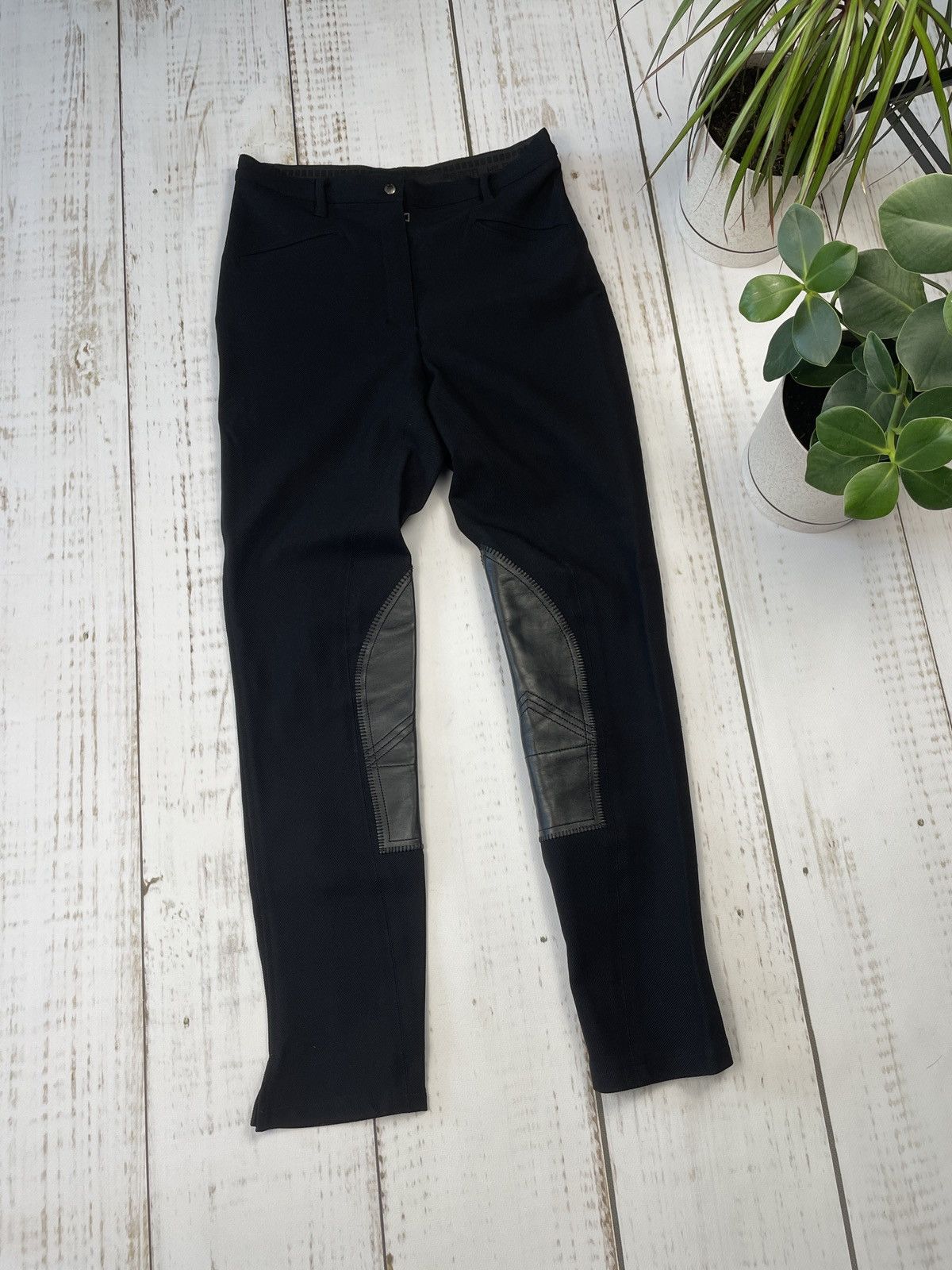 image of Prada Vintage Leggings Pants Leather Red Tab in Black, Women's (Size 28)