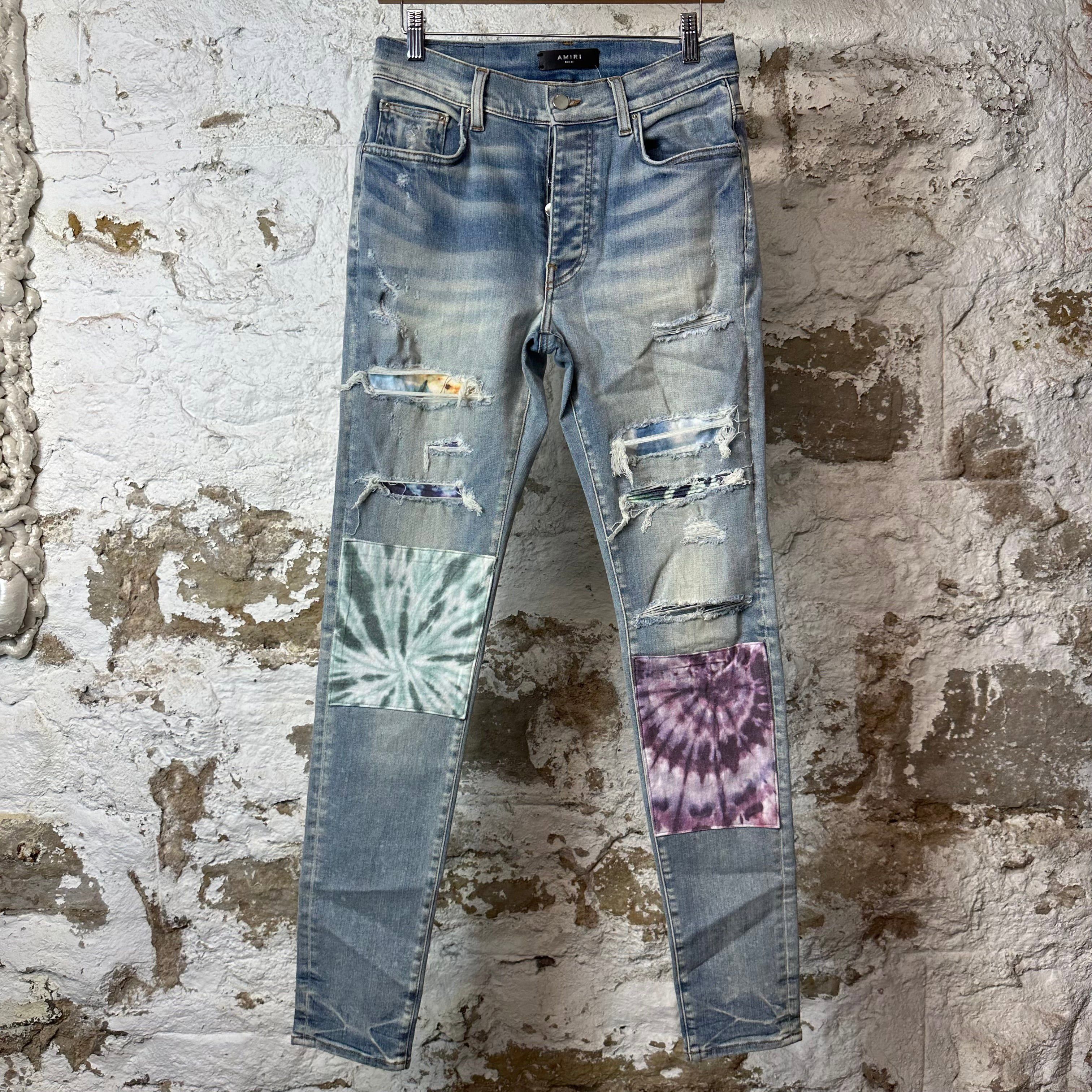 Amiri Amiri MX1 Tie Dye Patches Blue Denim Jeans Sz 31 | Grailed