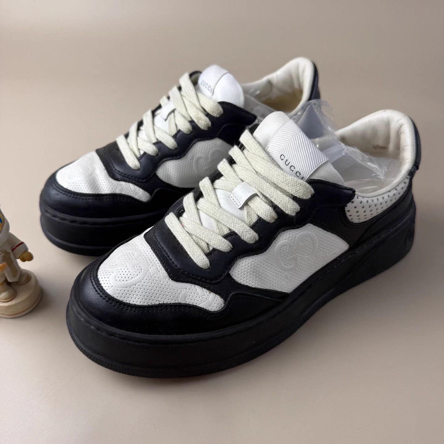 Gucci GG Black White Panda Sneakers EUR 38 Mint