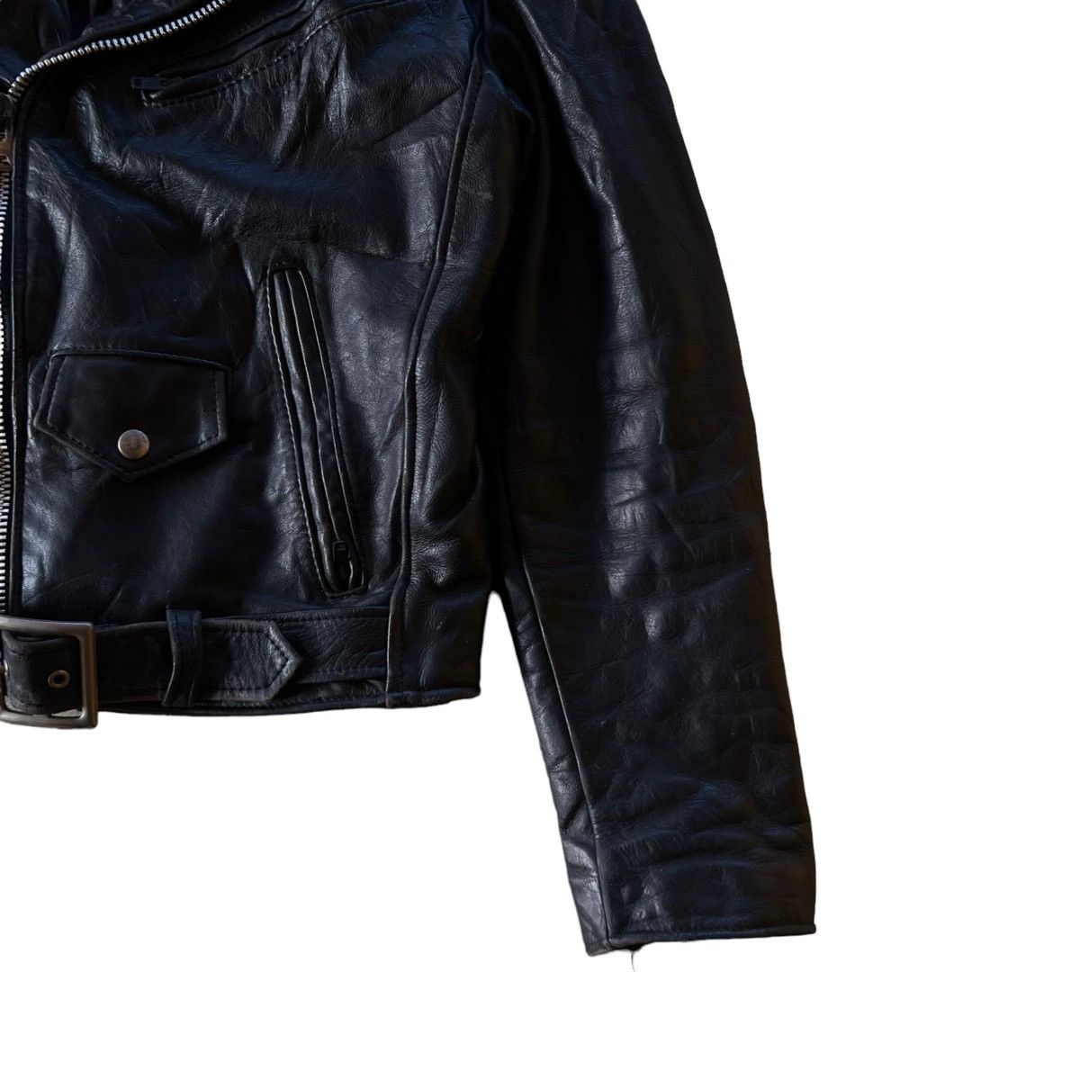 Vintage 🔥VTG LEATHER BIKER JACKET DOUBLE BREAST PROTECH APPAREL Size US M / EU 48-50 / 2 - 6 Thumbnail