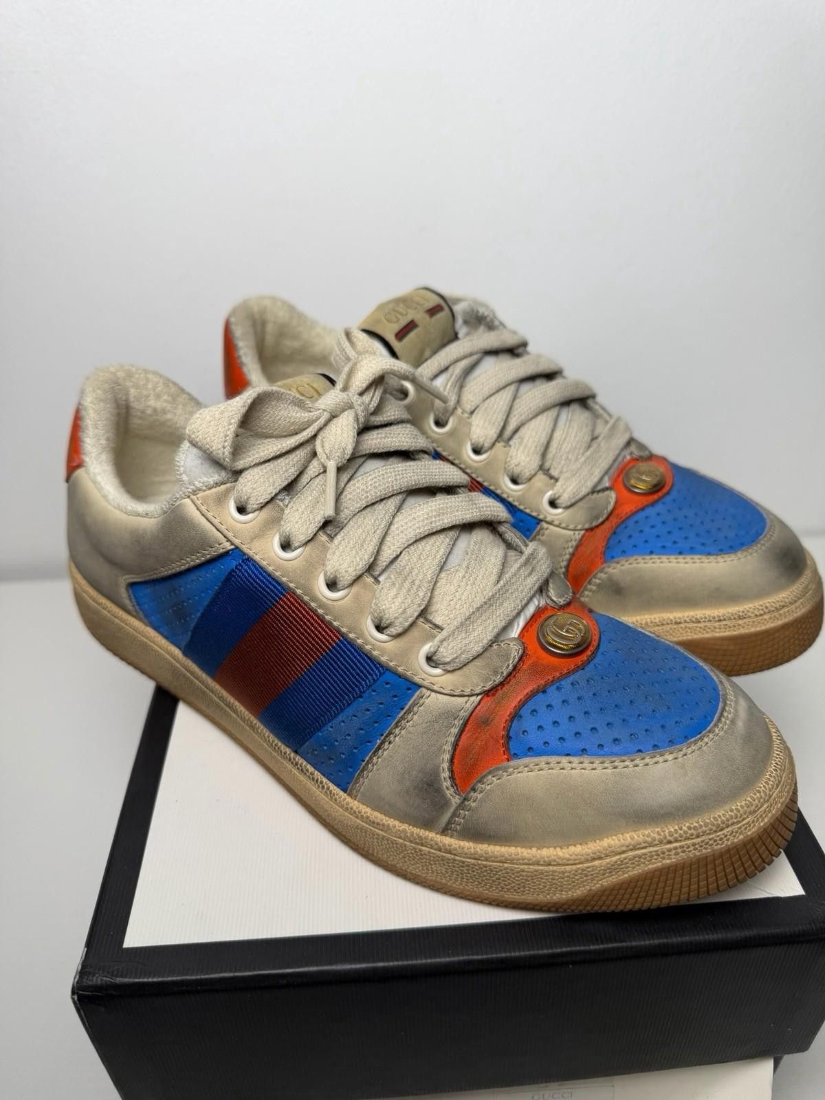 Gucci Gucci Screener Distressed Sneaker SZ 5.5 G Authentic Size US 6 / EU 39 - 1 Thumbnail