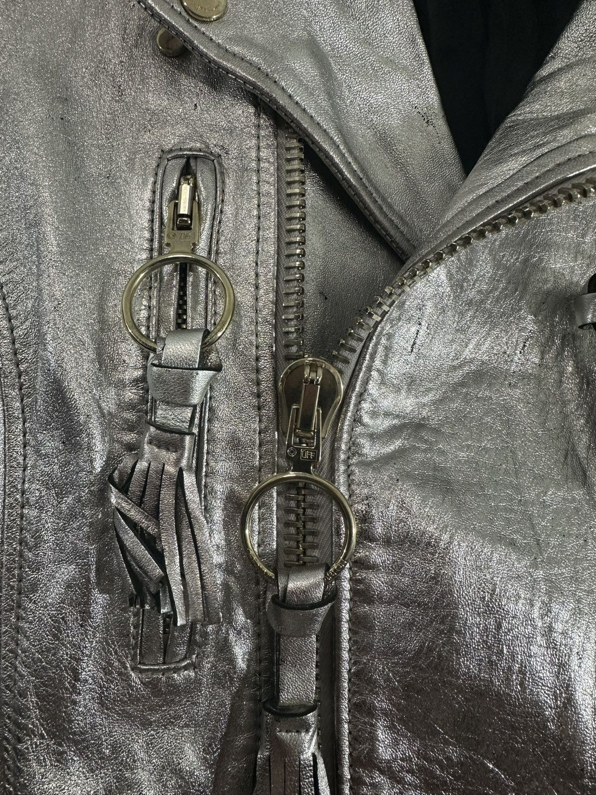Off-White OFF WHITE SILVER LEATHER JACKET Size US M / EU 48-50 / 2 - 11 Thumbnail