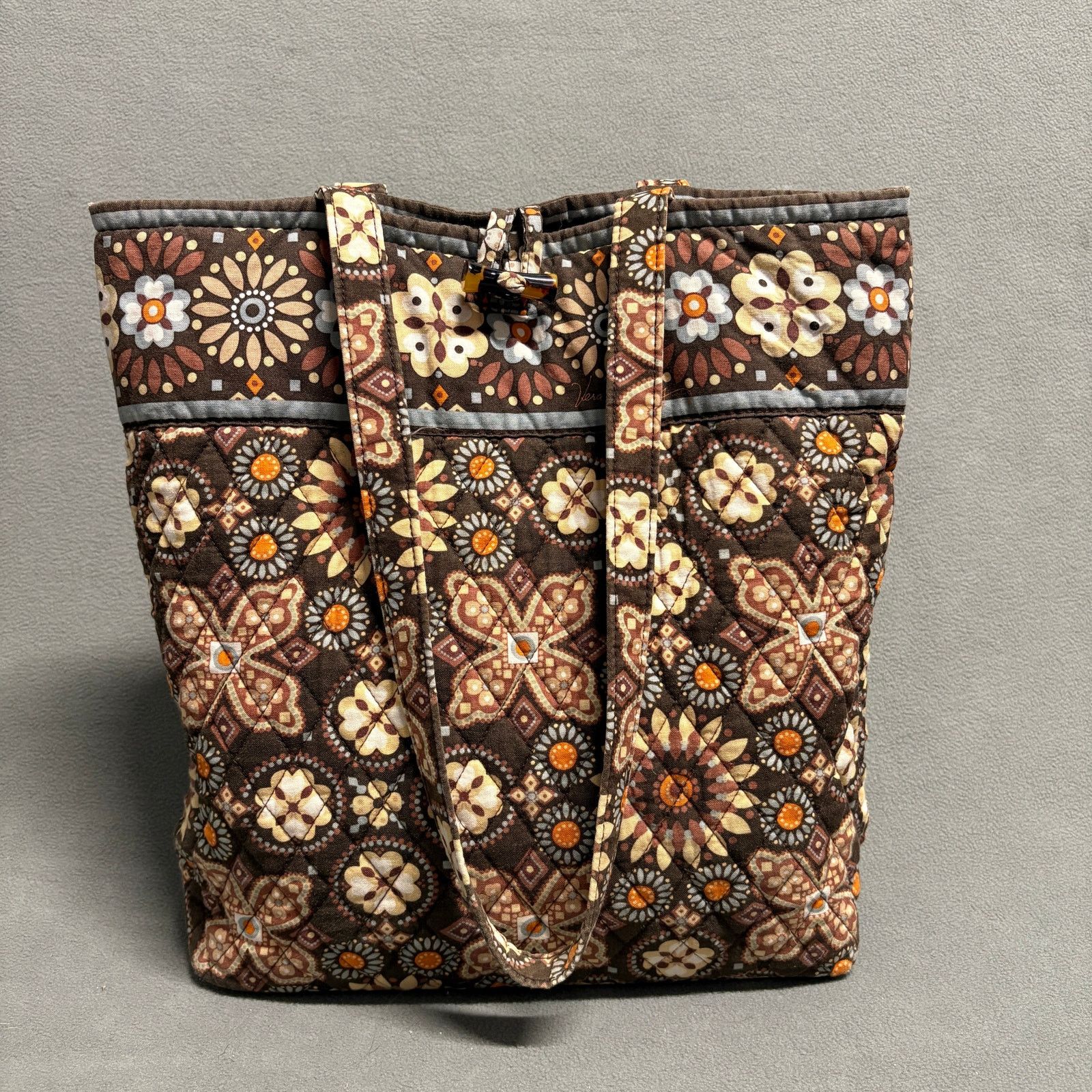 Vera Bradley Vera Bradley Quilted Tote Bag Floral Brown Blue 13"x14" Size ONE SIZE - 1 Thumbnail