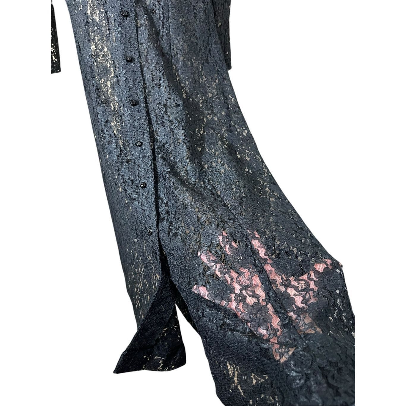 Other Vintage Jazz II Black Lace Long Sleeve Maxi Dress Sheer Size Size M / US 6-8 / IT 42-44 - 6 Thumbnail