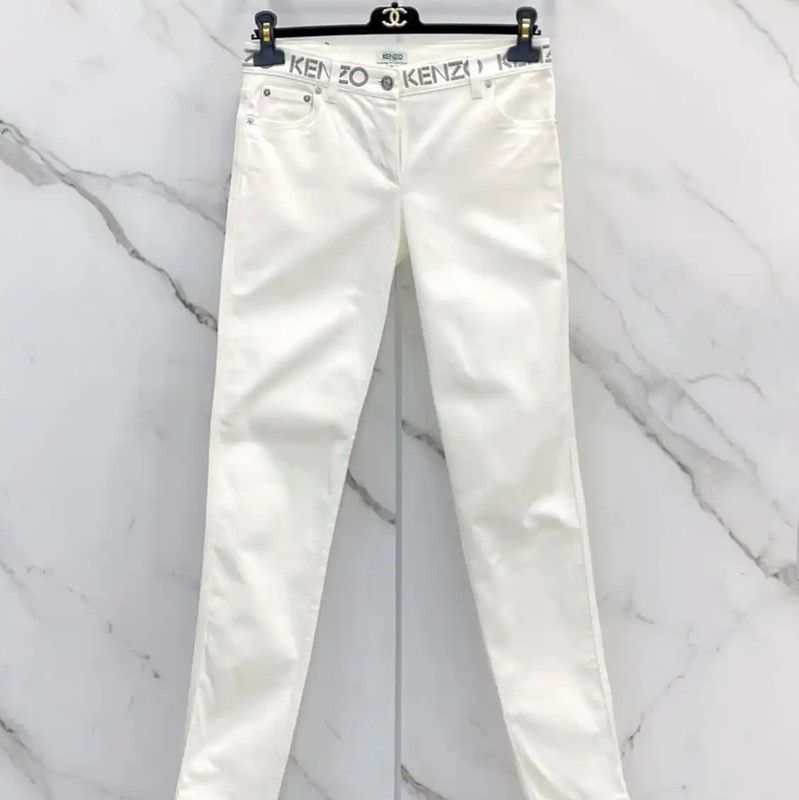 Kenzo Kenzo White Cotton Blend Casual Pants 0089 Size 23" - 1 Thumbnail