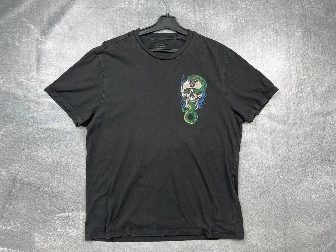 Allsaints × Japanese Brand AllSaints Adder t-shirt in washed black with back print Size US S / EU 44-46 / 1 - 1 Thumbnail