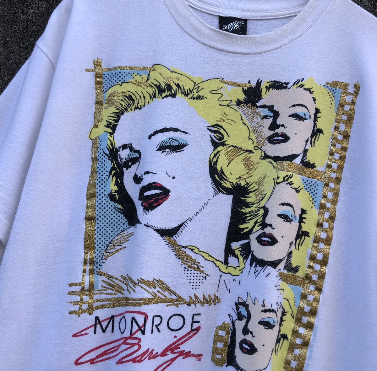 Vintage 90s Diamond Dust Marilyn Monroe White T-Shirt