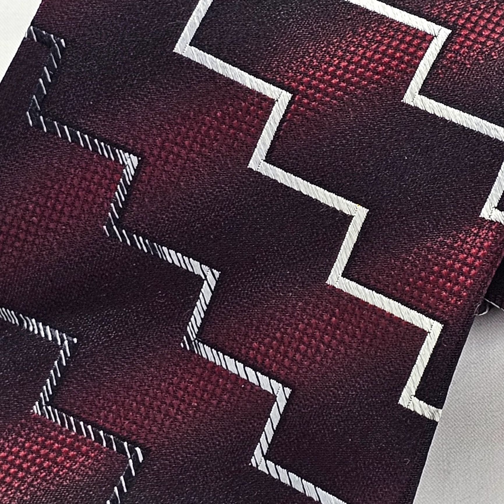Vintage Burma Bibas Necktie Mens Silk Tie Burgandy Striped Lightning Bolt 57"X4" USA Silk Tie Men Size ONE SIZE - 2 Thumbnail