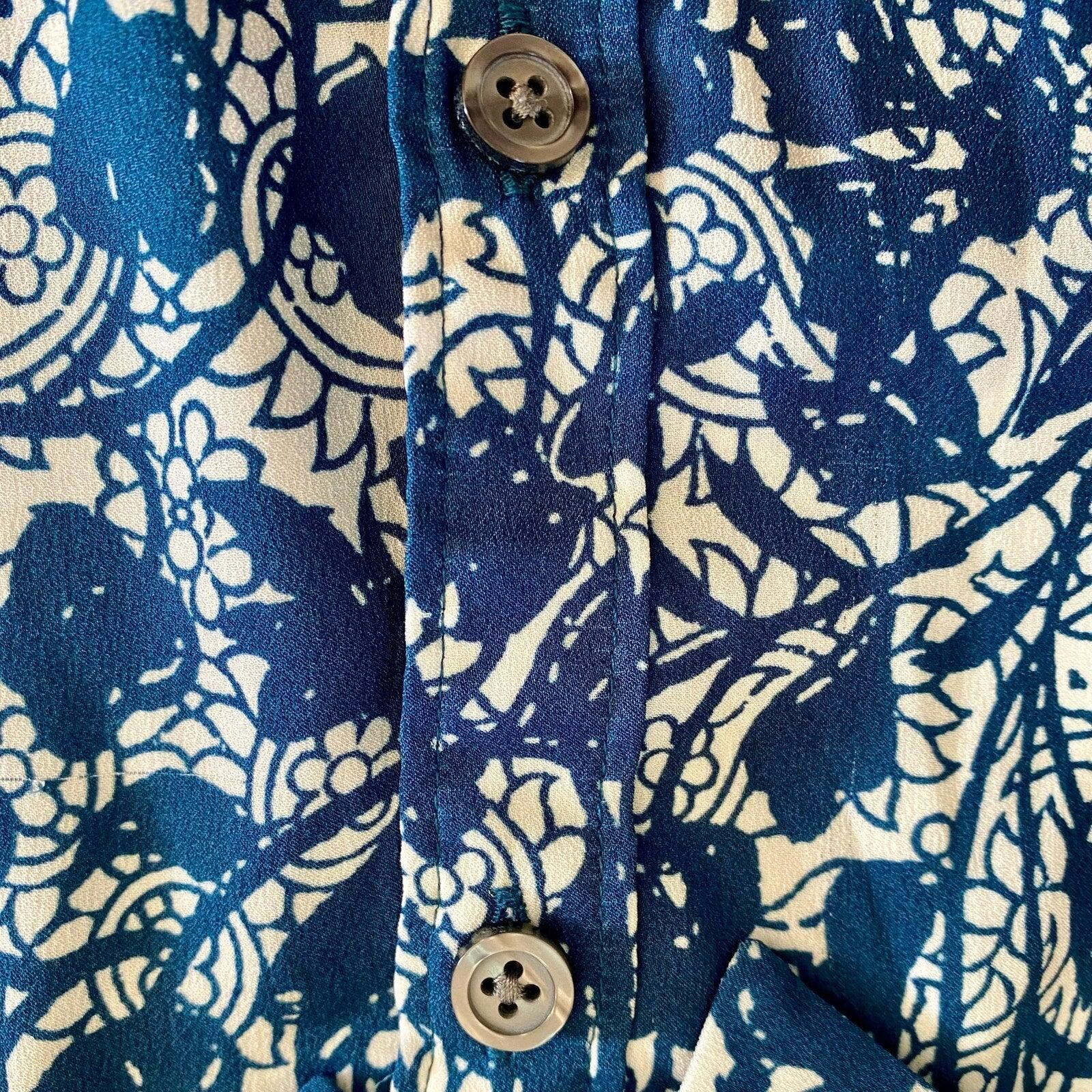 Ann Taylor Ann Taylor Blue Teal Floral Button Shirt Womens Medium Size M / US 6-8 / IT 42-44 - 6 Thumbnail