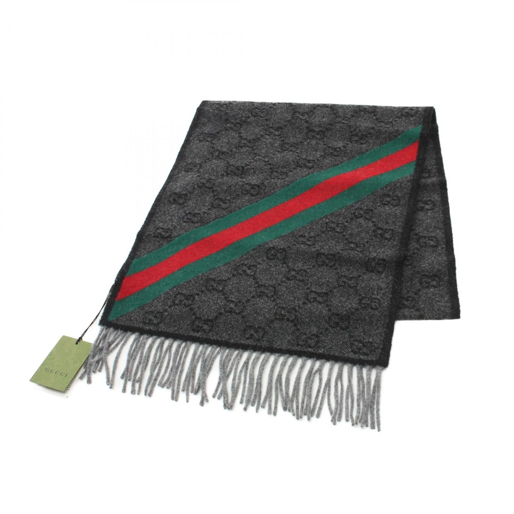 Gucci Gucci Scarf Wool Black Gray Multicolor Size ONE SIZE - 1 Thumbnail