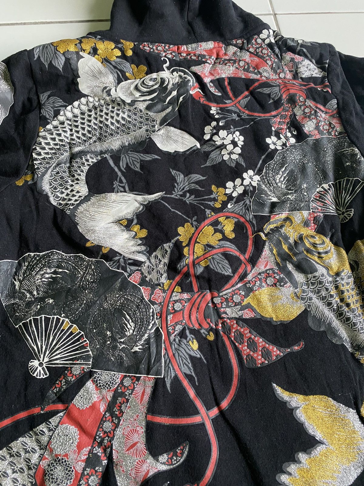 Japanese Brand Souvenir Sukajan Sherpa Zip up Black hoodie sweaters Size US M / EU 48-50 / 2 - 4 Thumbnail