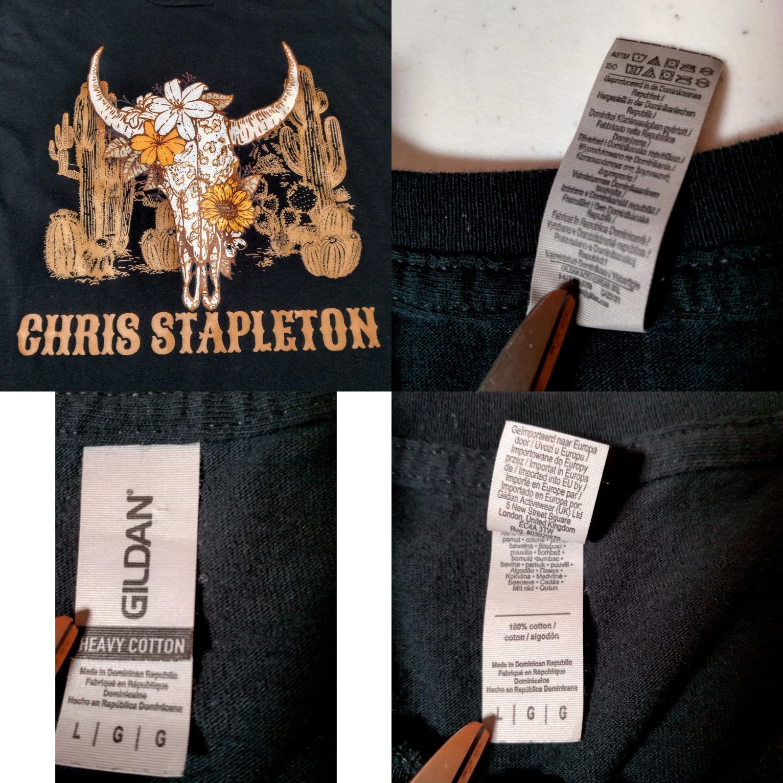 Gildan Chris Stapleton Tour Shirt L All American Road Show Black Desert Skull Cactus Shirt Men Size US L / EU 52-54 / 3 - 8 Thumbnail