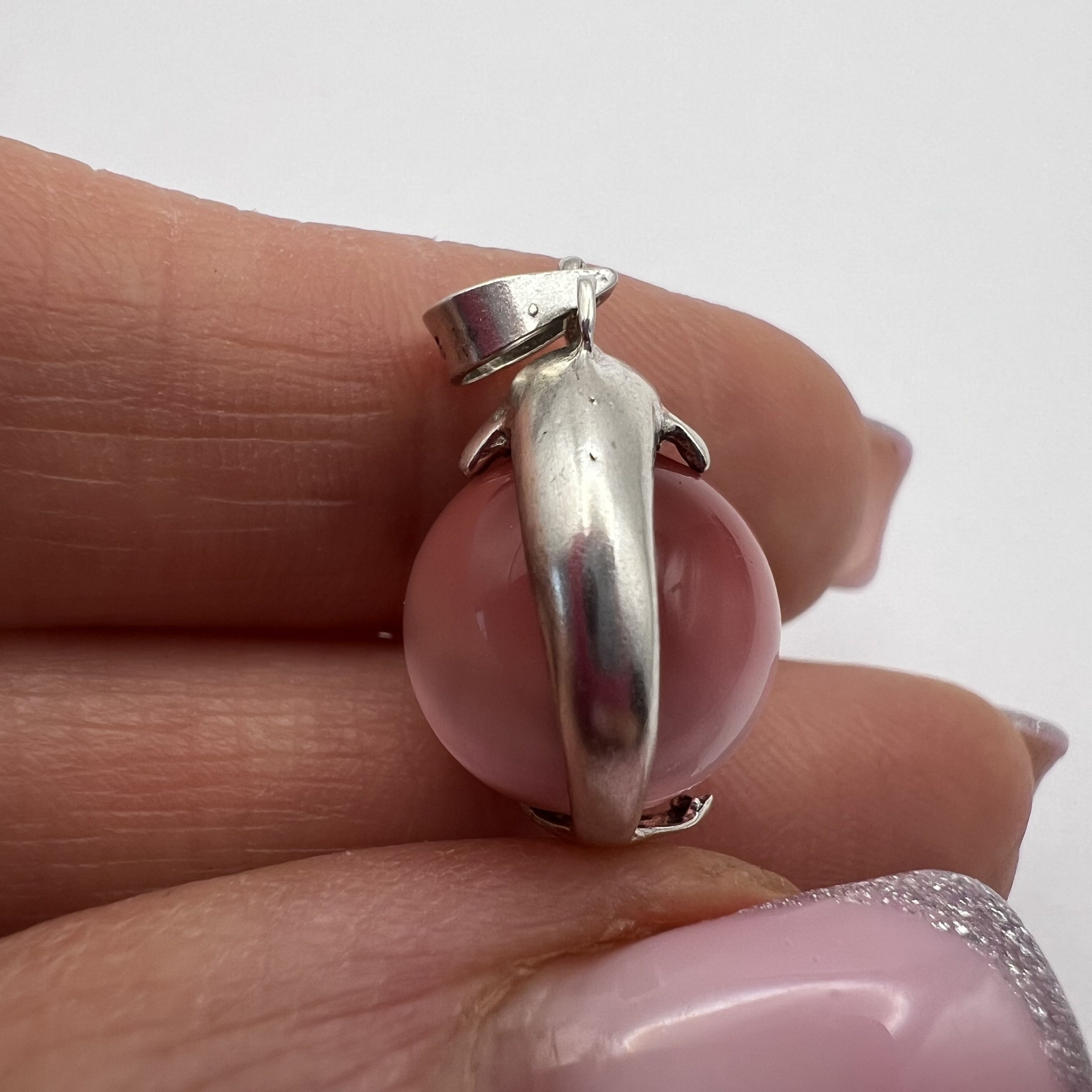 Sterling Silver Vintage Sterling Silver 925 Dolphin Pendant Necklace Size ONE SIZE - 3 Thumbnail