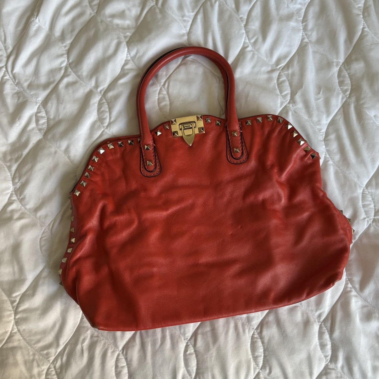 Valentino Valentino Rockstud Coral Red Top Handle and Crossbody Bag Size ONE SIZE - 3 Thumbnail