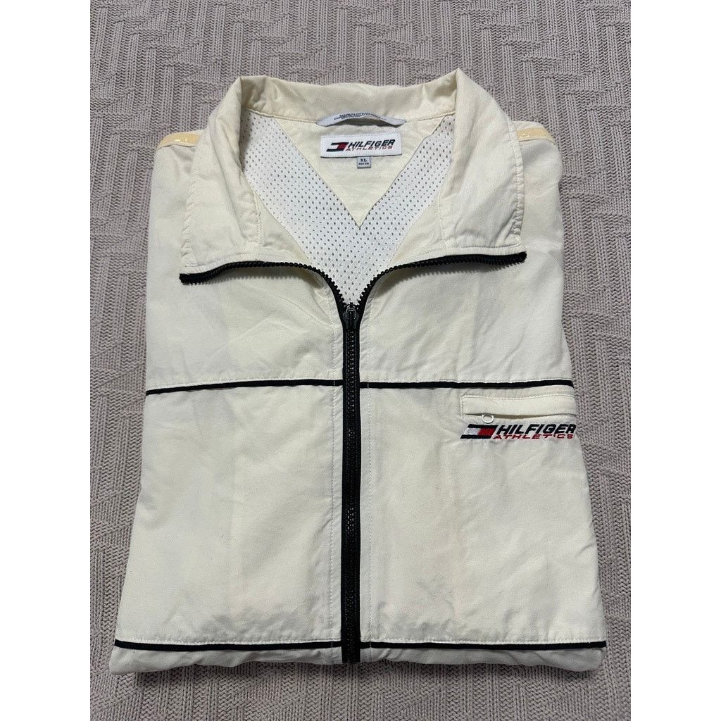 Vintage Y2K Tommy Hilfiger white cream windbreaker jacket