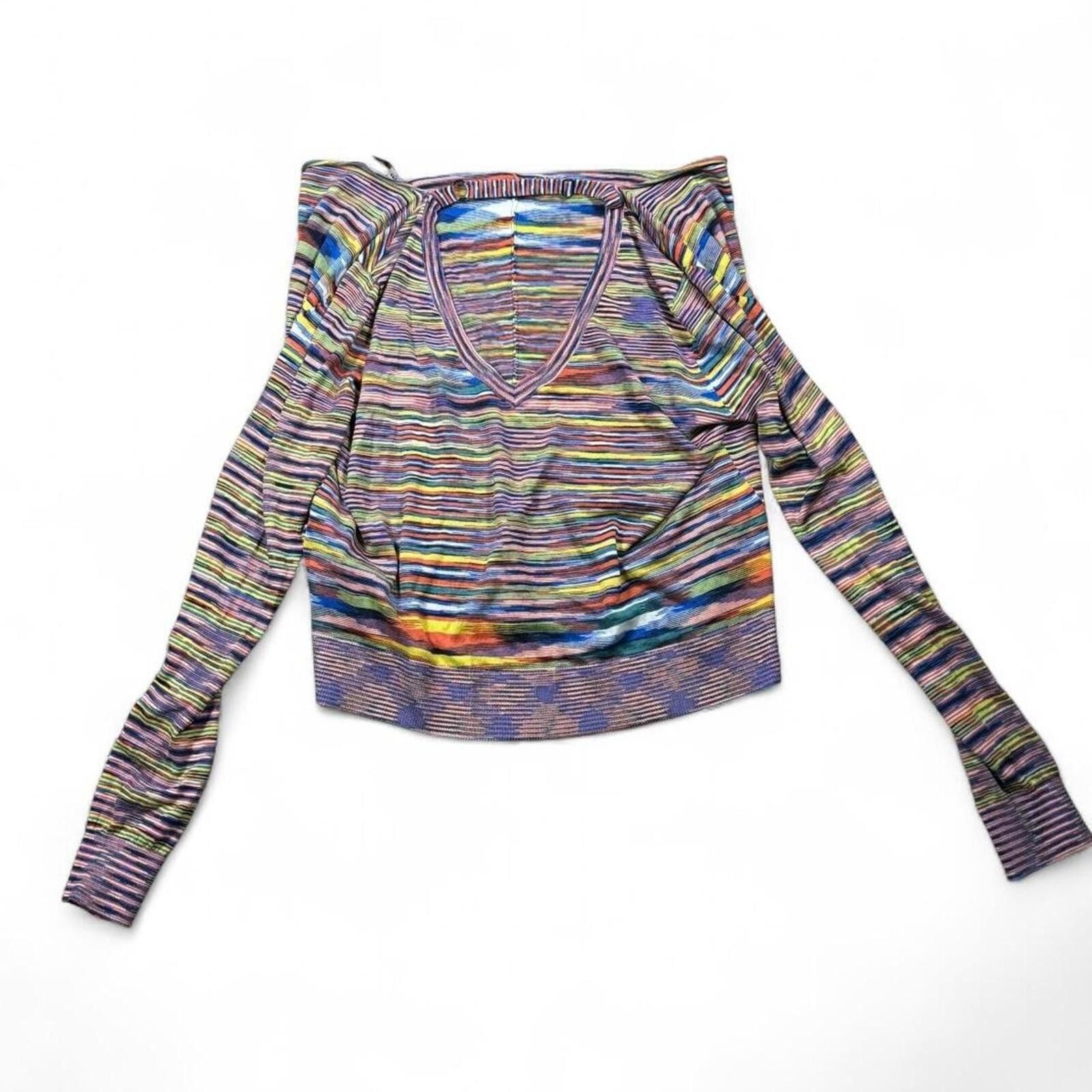 Bcbgmaxazria Vintage Y2K BCBG rainbow striped off the shoulder top Size M / US 6-8 / IT 42-44 - 4 Thumbnail