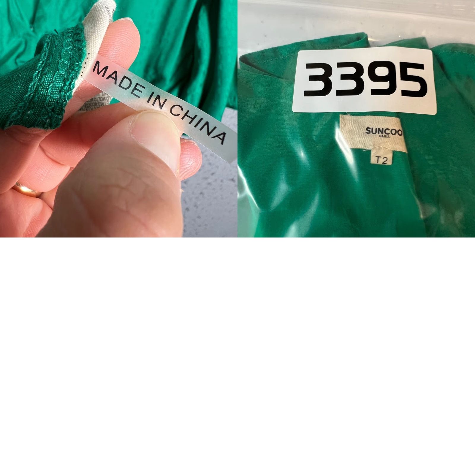 Vintage SUNCOO PARIS Green Midi Dress V-Neck Short Sleeve Knot Detail A-Line Size 2 Womens Size 26" / US 2 / IT 38 - 8 Thumbnail