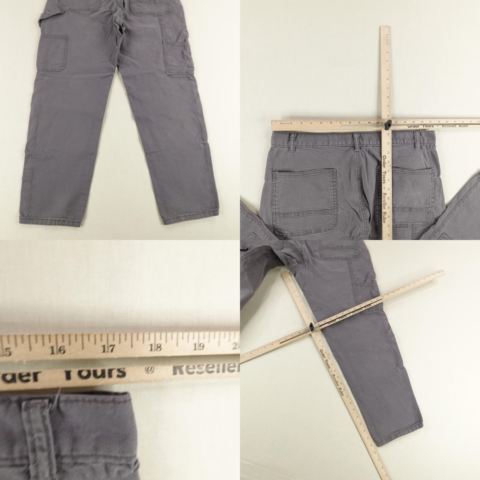 VINTAGE No Boundaries Carpenter Work Pants Mens 36x30 Gray Utility Double Knee Casual Y2K