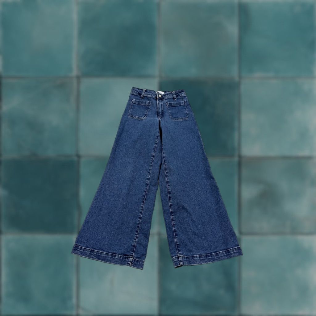Nomad VINTAGE Voyageur Jeans Womens 24 Nomad Cropped Sailor Wide Leg High Rise Denim Pants Blue Shoot Size 42" / US 20 - 1 Thumbnail