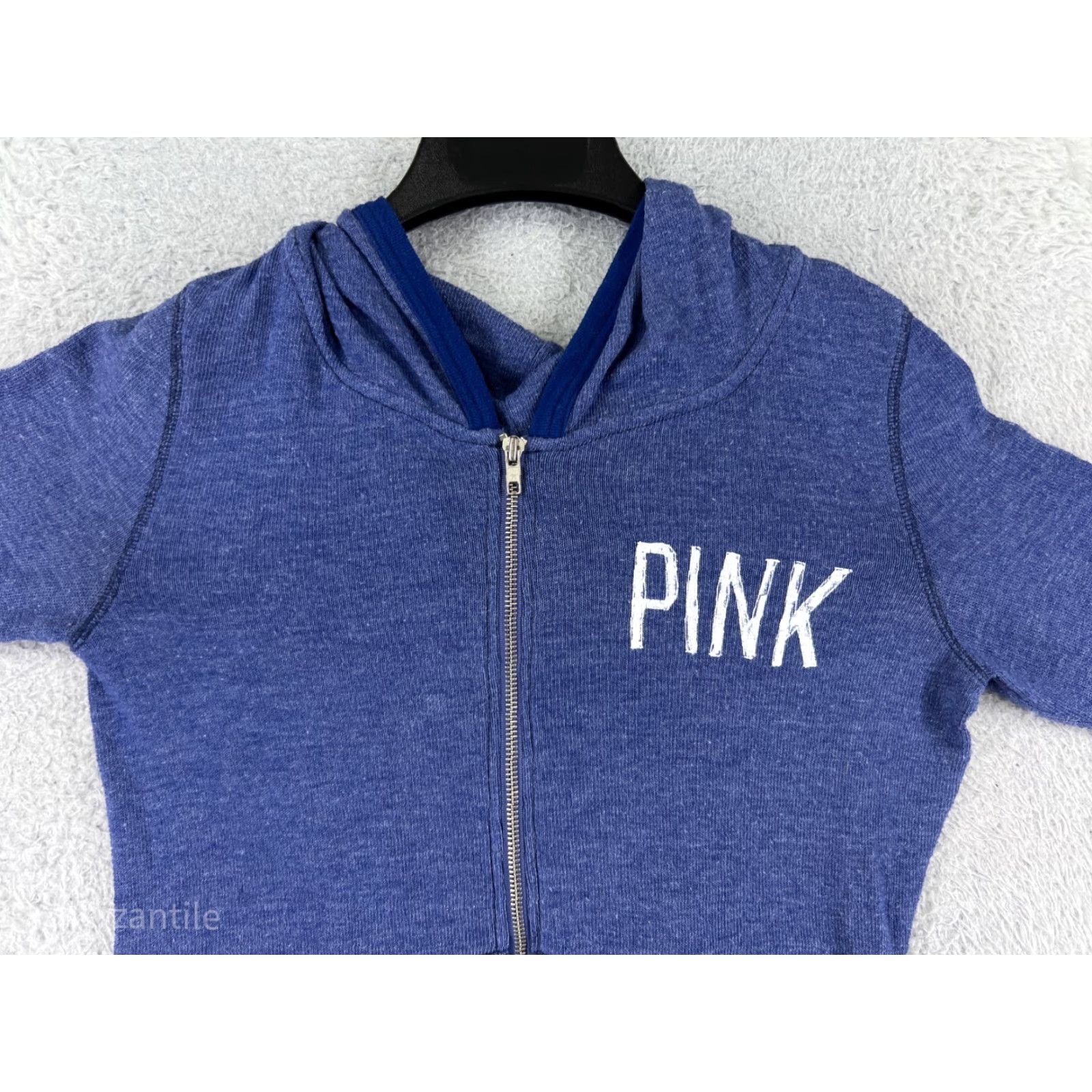 Victoria's Secret Victoria Secret PINK Women Extra Small Blue Sweater Full Zip Hooded Cotton Blend Size S / US 4 / IT 40 - 6 Thumbnail