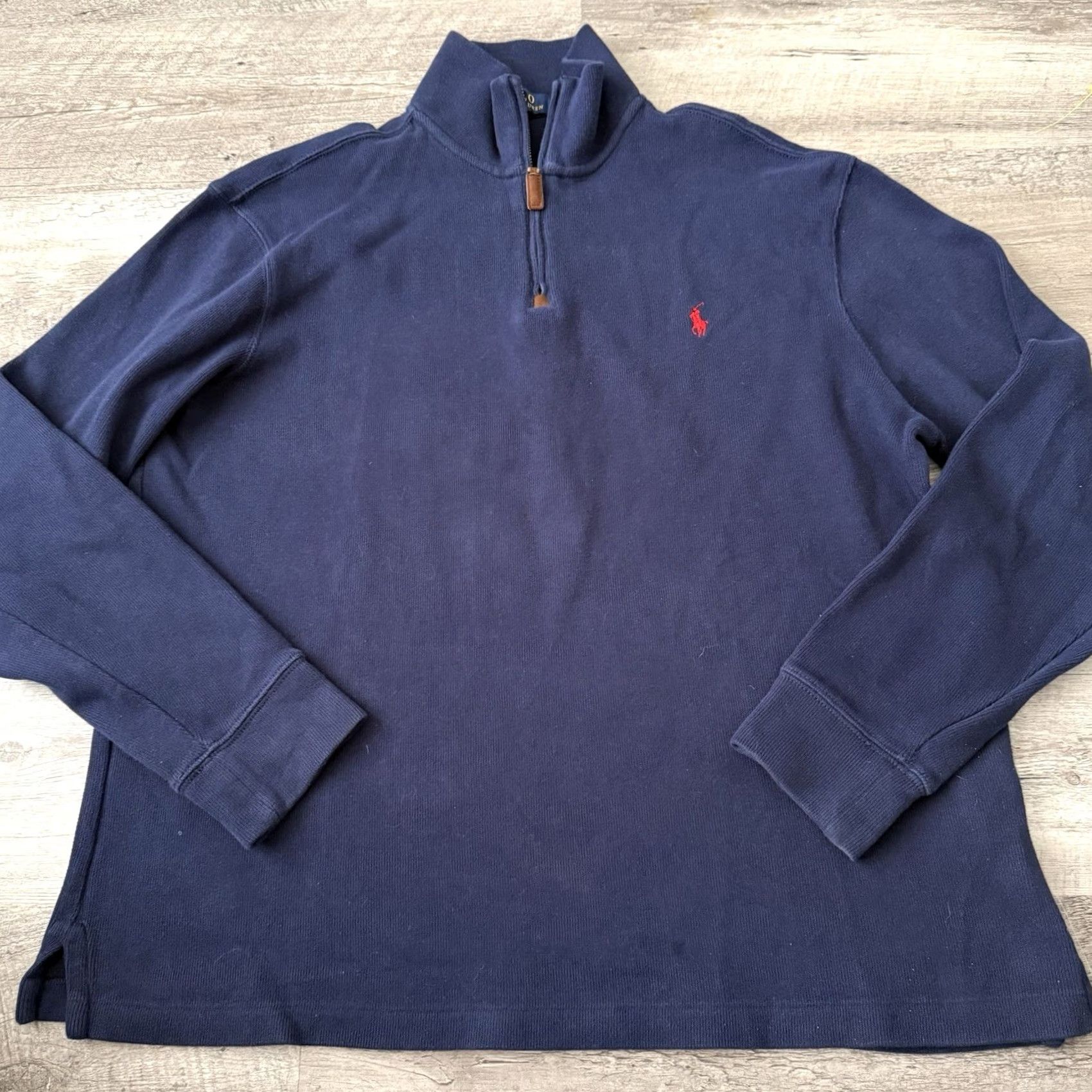 Polo Ralph Lauren Polo Ralph Lauren Sweater Mens Large Estate Rib 1/4 Zip Pullover Blue Cotton Mock Neck Long Sleeve Knit Classic Logo Pullover Size US L / EU 52-54 / 3 - 6 Thumbnail