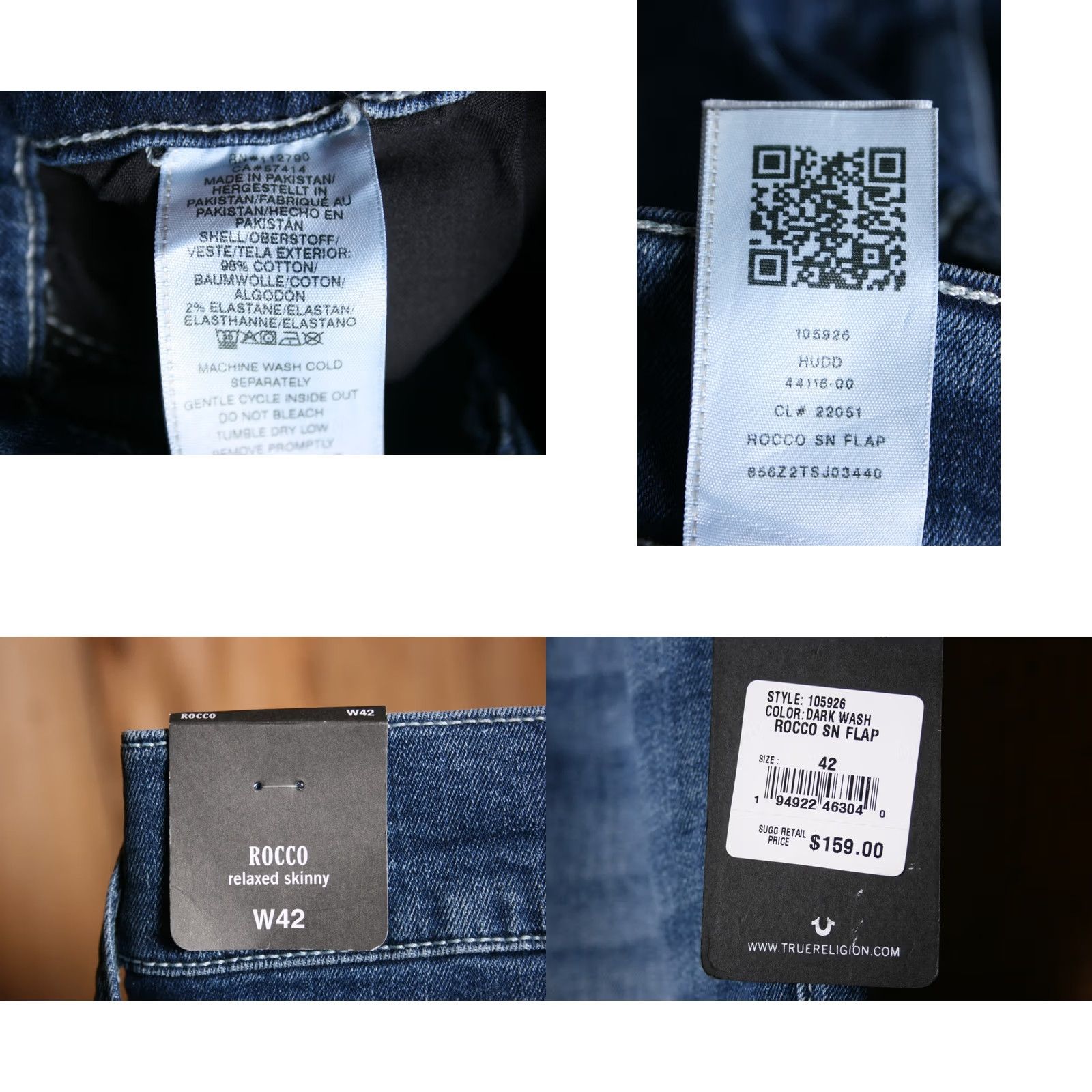 True Religion TRUE RELIGION Rocco Flap Pocket Relaxed Skinny Stretch Denim Blue Jeans Sz 42 Mens Jeans Size US 42 / EU 58 - 8 Thumbnail