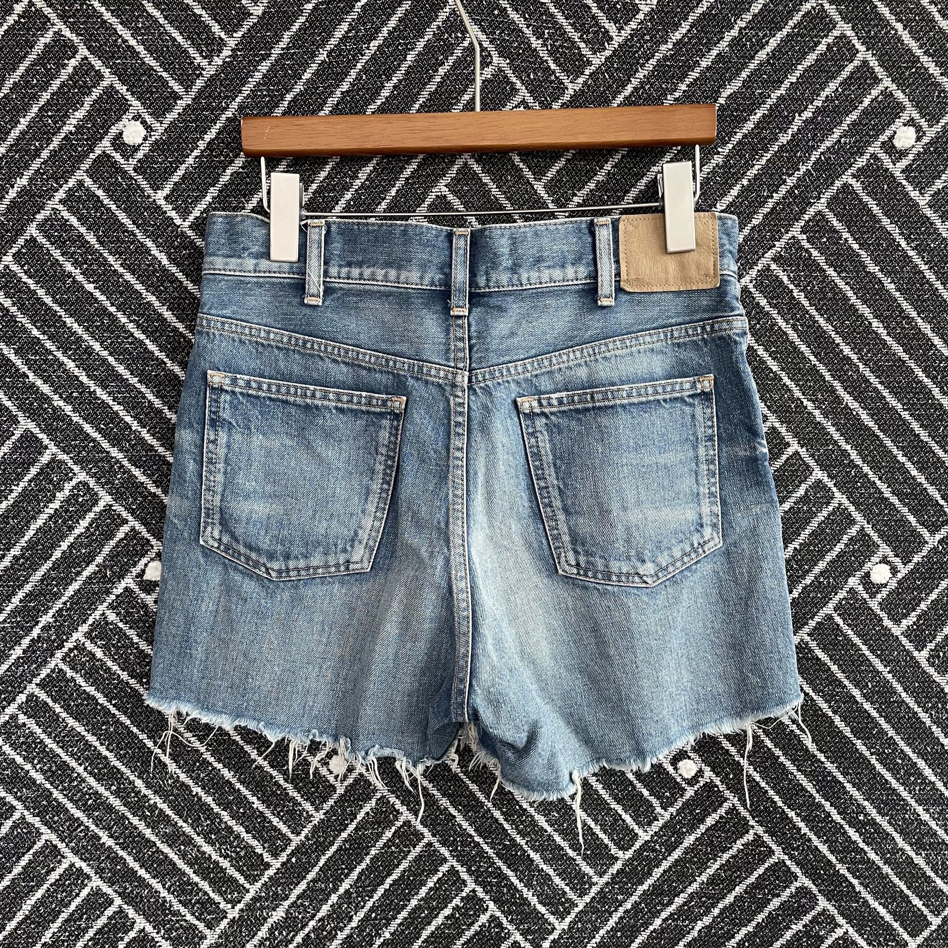 Celine CELINE Women's New Distressed Blue Denim Shorts 24 Size 24" / US 00 / IT 34 - 2 Thumbnail