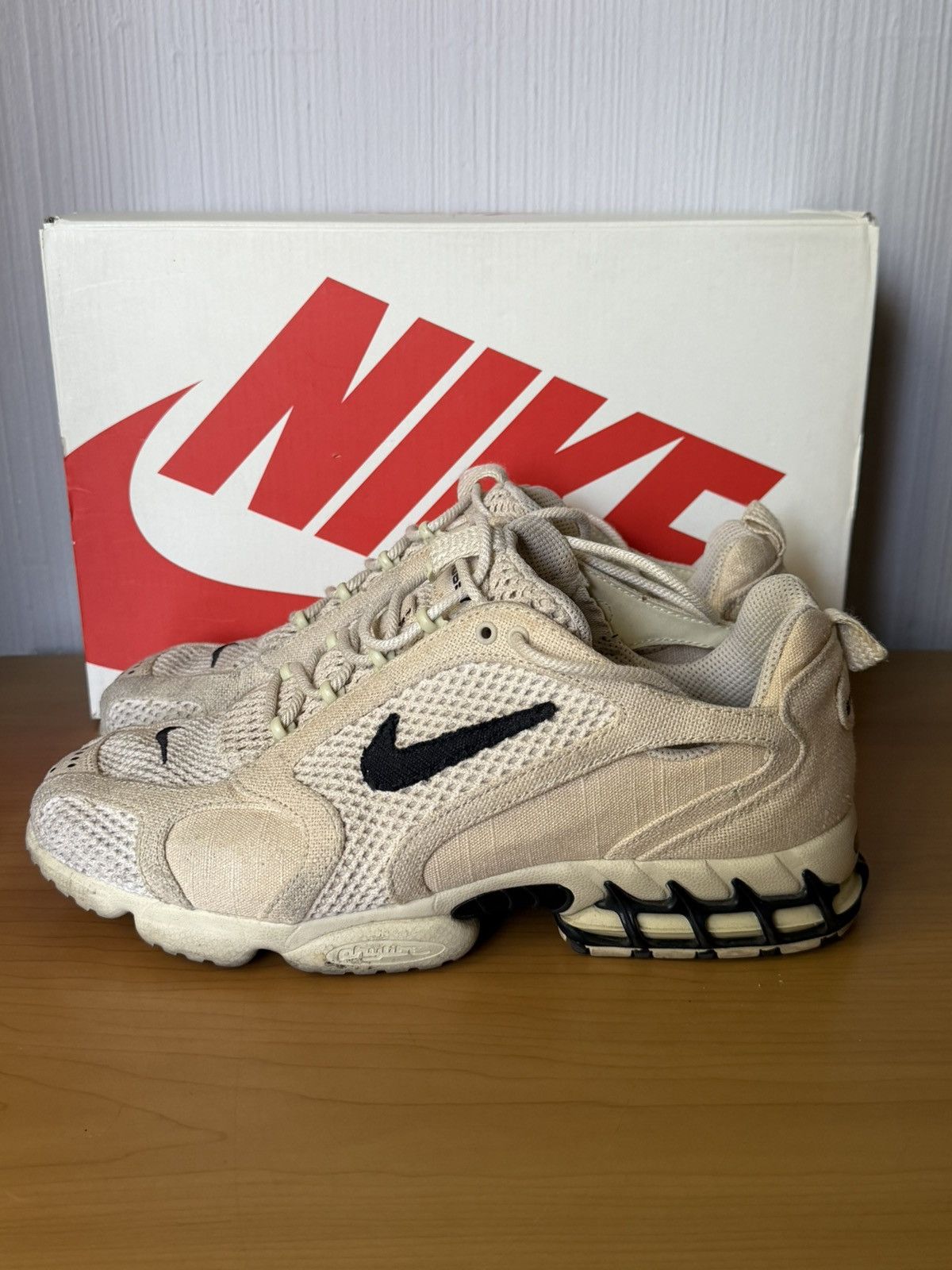 Nike × Stussy Stussy X Nike Air Zoom Spiridon Caged 2 Fossil Size US 12 / EU 45 - 5 Thumbnail