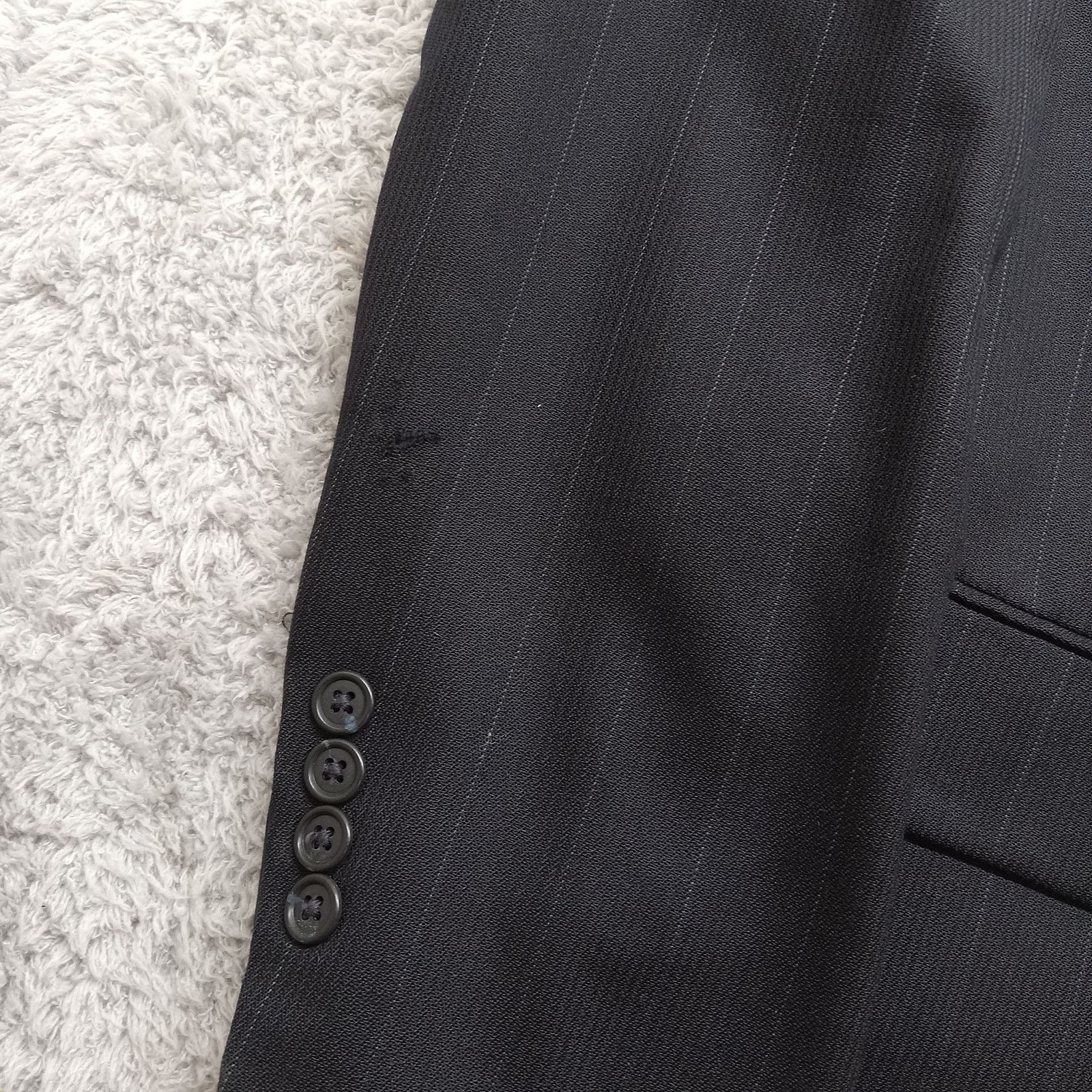 Stafford Stafford Suit Jacket Mens 40R Mens Black 2 Button Wool Blend Size 40R - 4 Thumbnail