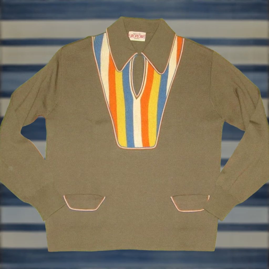 Vintage Vtg EUROPECRAFT Wool Loop Collar Sweater Made In Italy Medium Size US M / EU 48-50 / 2 - 1 Thumbnail
