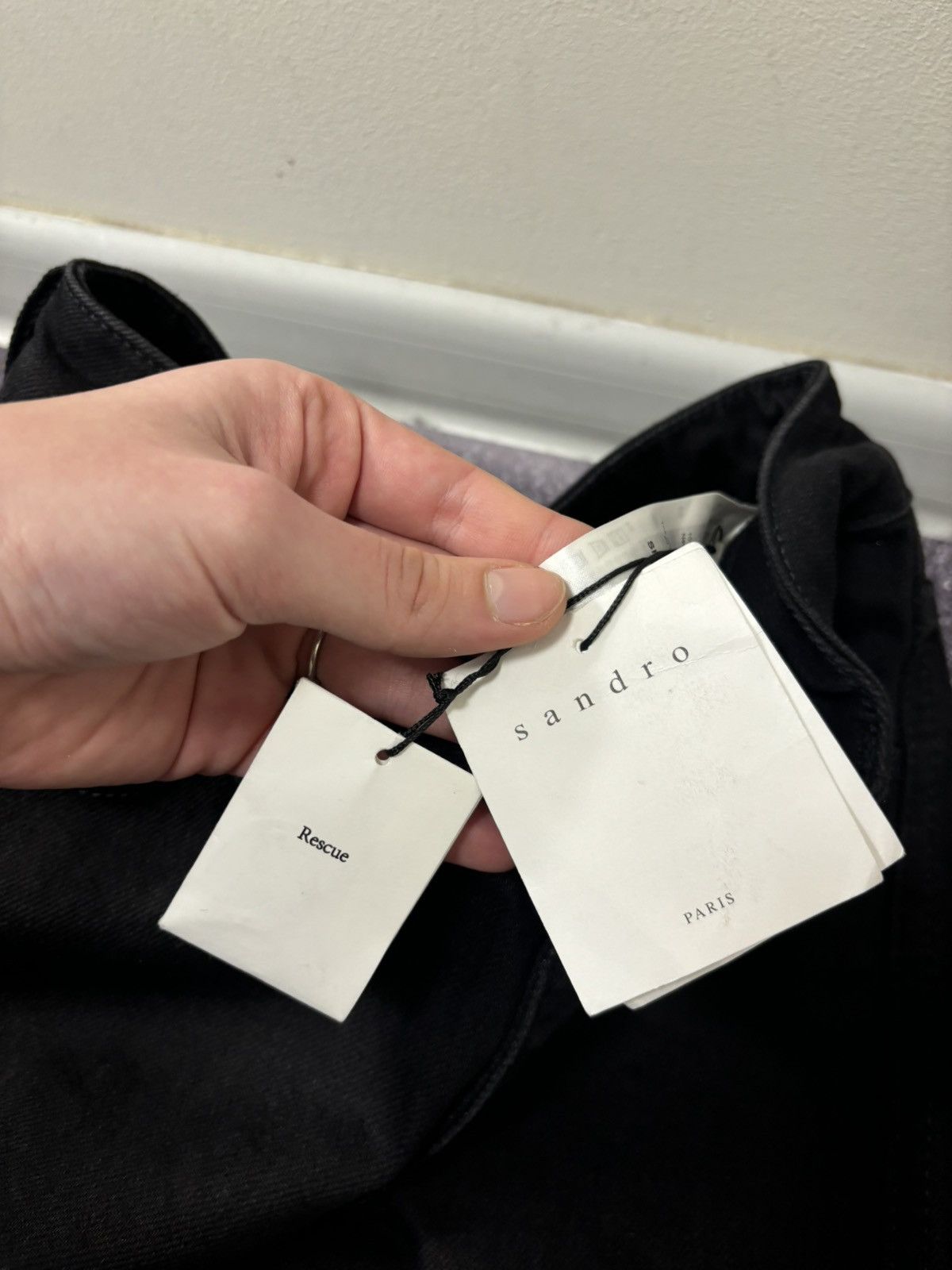 Sandro Sandro NWT Women’s Snapy Snap High-Rise Black Flared Jeans Size 26" / US 2 / IT 38 - 11 Thumbnail
