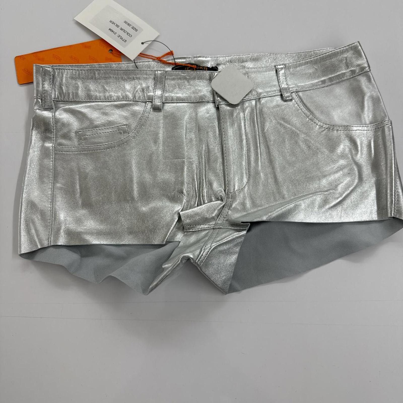 Von Dutch Von Dutch Silver Leather Shorts 28/30 | Y2K Style, New Size 30" / US 8 / IT 44 - 1 Thumbnail