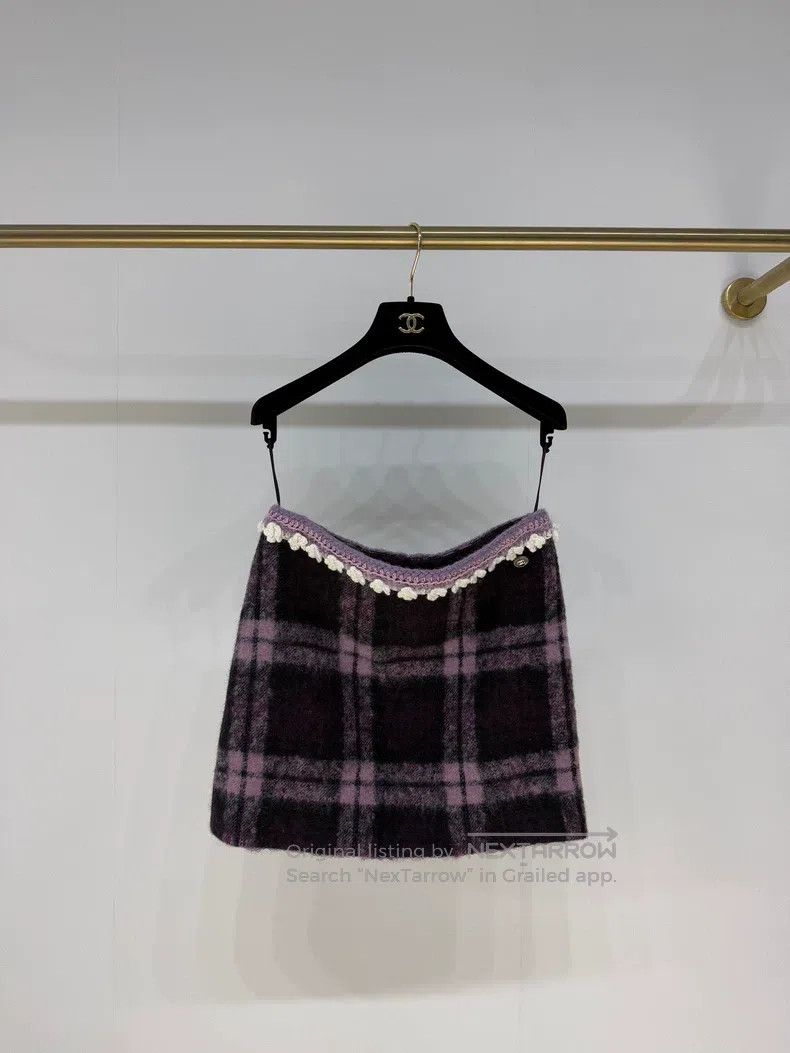 Chanel Chanel 24A Craft Workshop Series Lace Purple Plaid Skirt Size 24" / US 00 / IT 34 - 1 Thumbnail