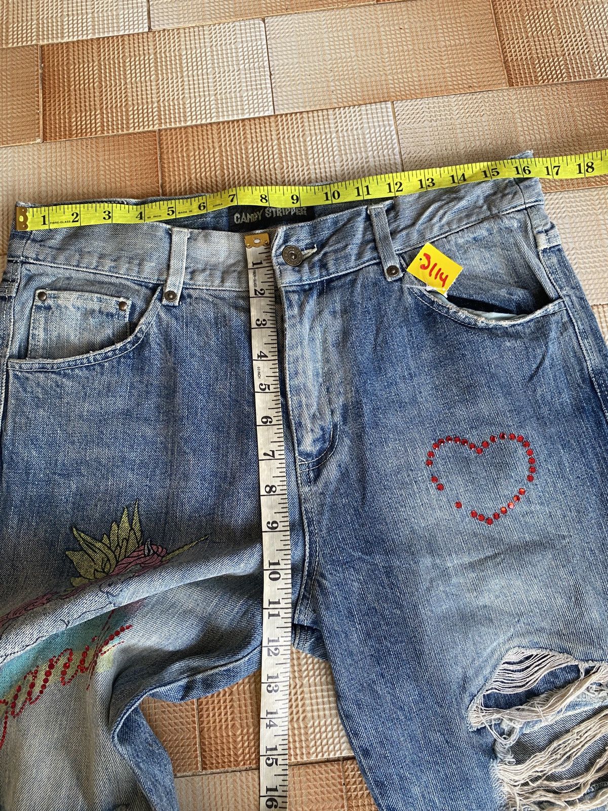 Beauty Beast × PPFM Vintage candy stripper slim cut distressed denim Size US 33 - 6 Thumbnail