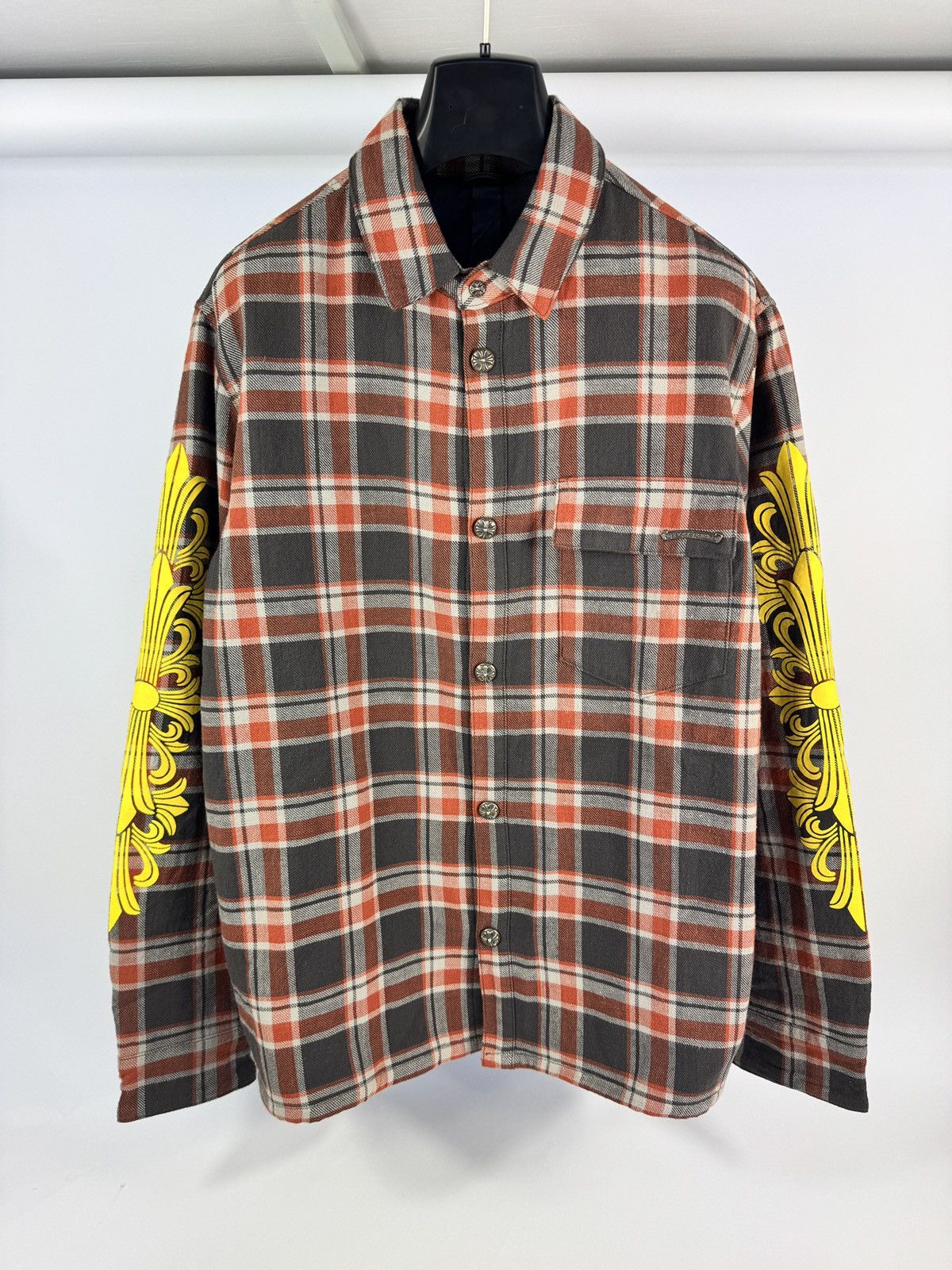 Chrome Hearts PADEED CHECKED OVERSHIRT WITH SILVER BUTTONS Size US L / EU 52-54 / 3 - 1 Thumbnail