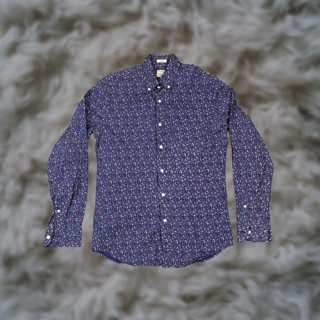 J.Crew J.Crew Mens Small Blue Floral Slim Fit Stretch Button Down Long Sleeve - Vintage Size US S / EU 44-46 / 1 - 1 Thumbnail