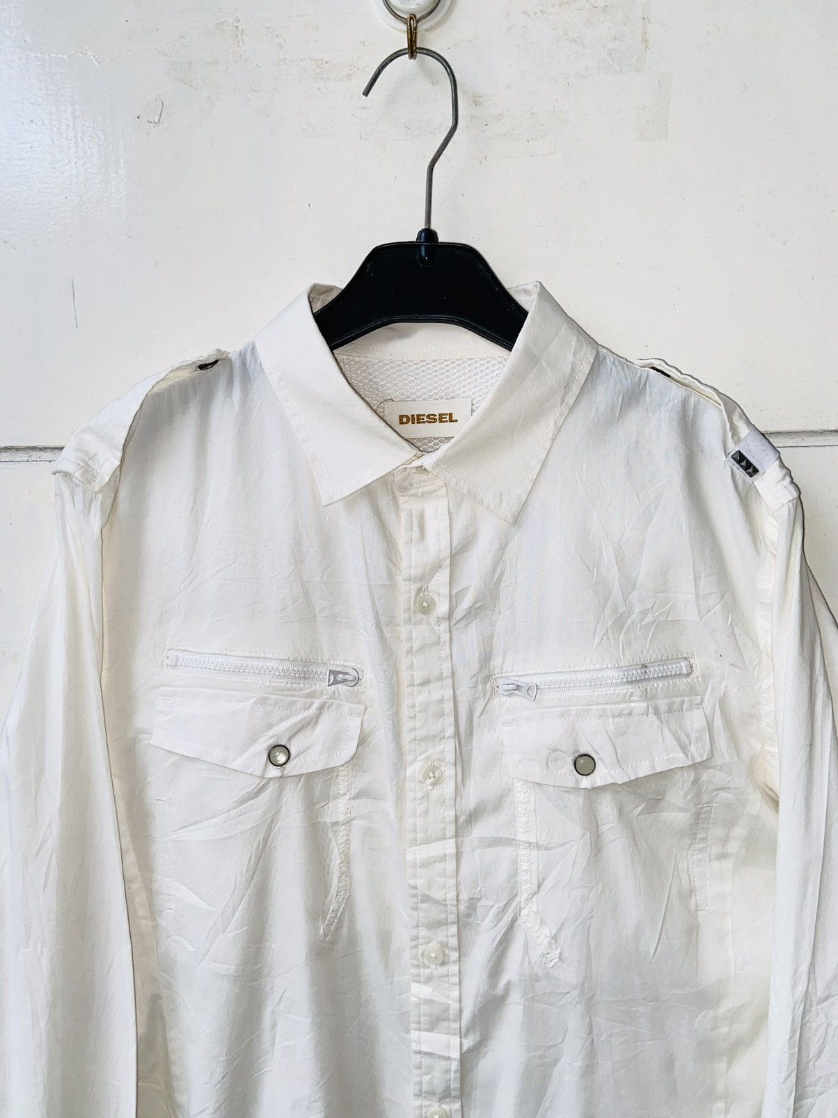 DIESEL White Shirt Slim Fit Size M