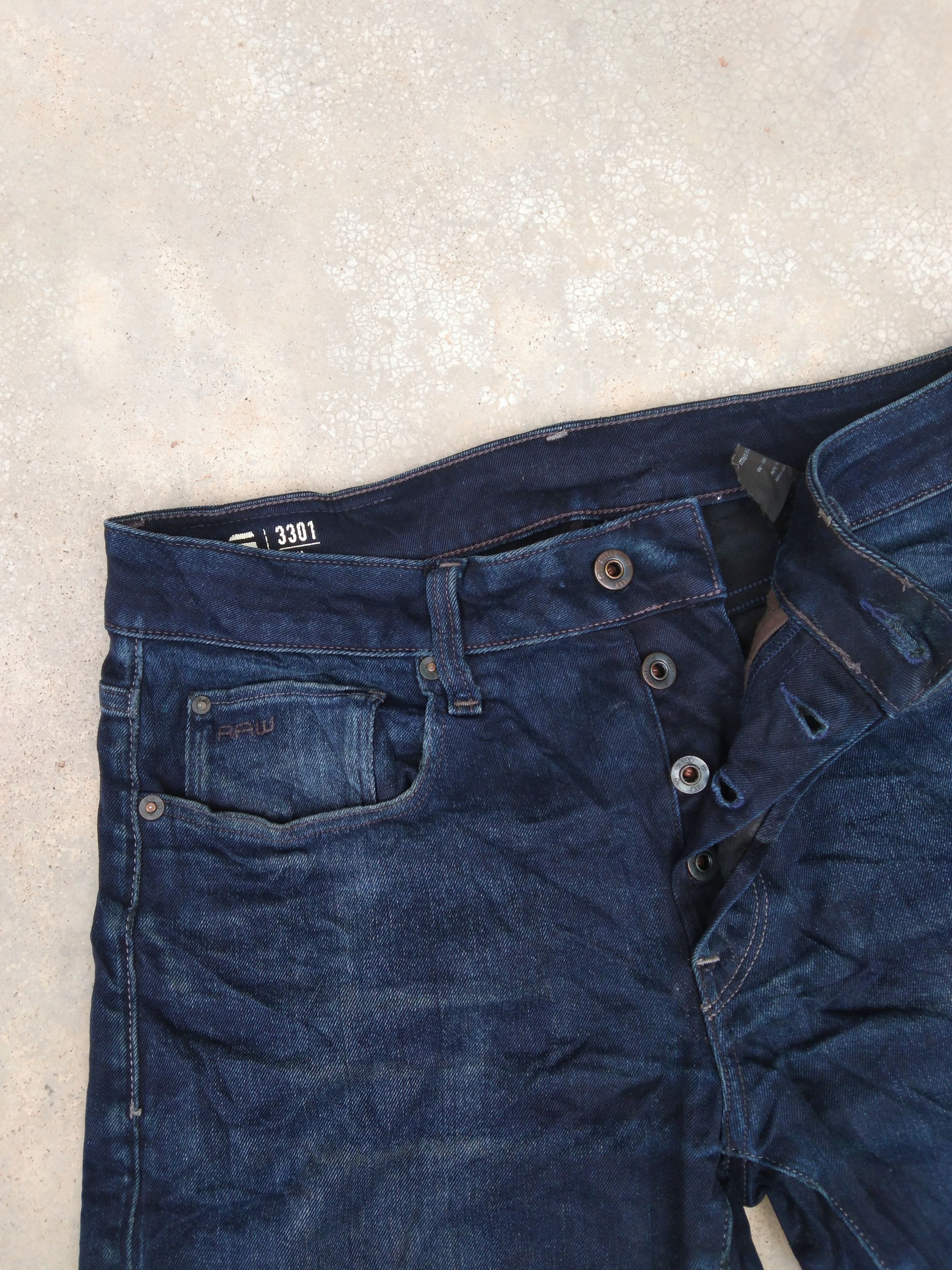 G-Star G Star Raw 3301 Slim Distressed Jeans 30x29 Size US 30 / EU 46 - 6 Thumbnail